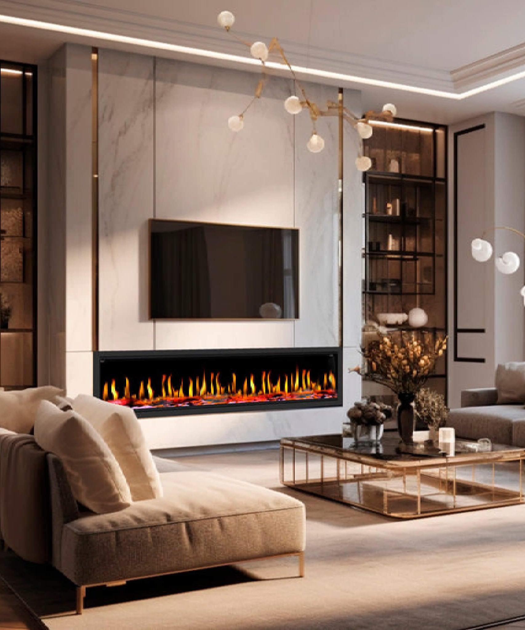 Dynasty Tempo 76-Inch Virtual Linear Electric Fireplace [DY-FVX76] (SAK84710)