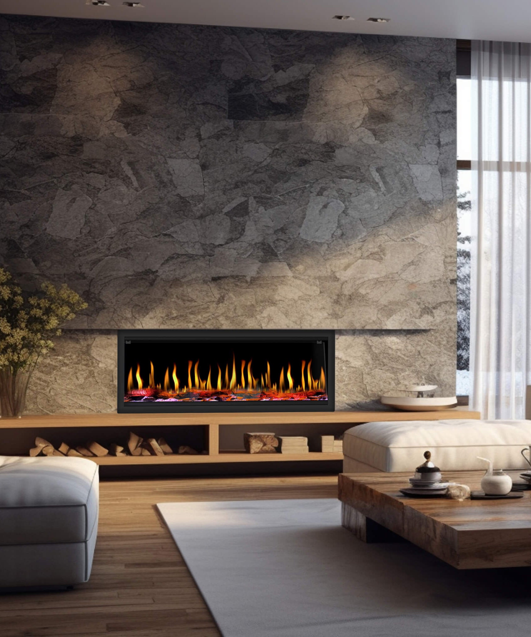 Dynasty Tempo 52-Inch Smart Virtual Linear Electric Fireplace With Dynasty App [DY-FVX52] (SAK76421)