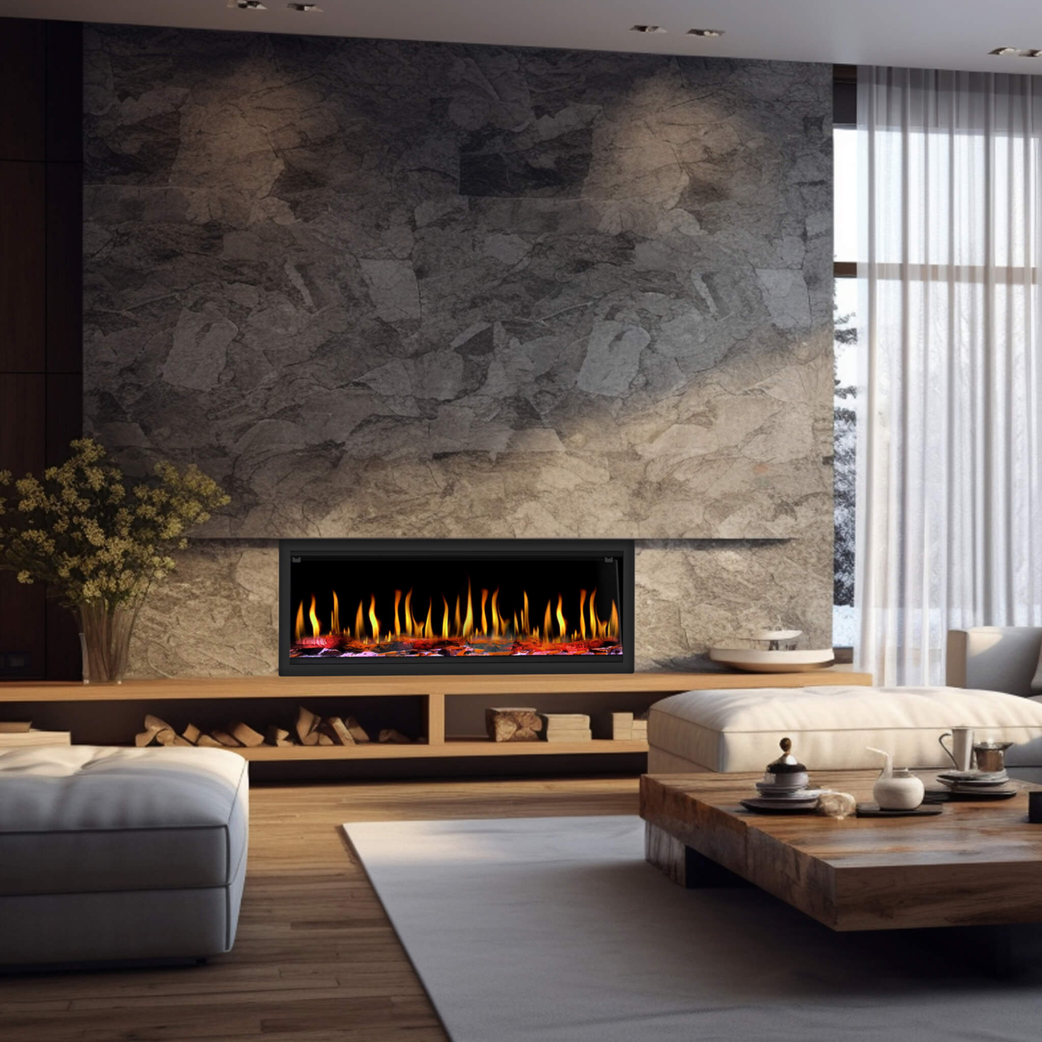 Dynasty Tempo 52-Inch Smart Virtual Linear Electric Fireplace With Dynasty App [DY-FVX52] (SAK76421)
