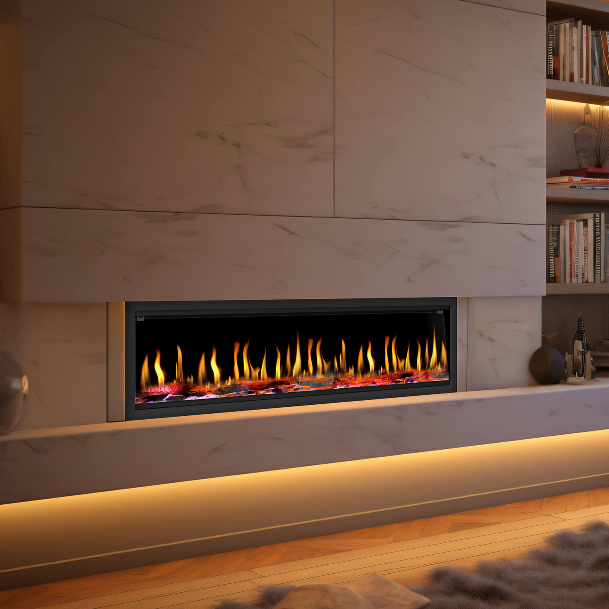 Dynasty Tempo 63-Inch Virtual Linear Electric Fireplace With Multifunction Remote Control [DY-FVX63] (SAK20385)