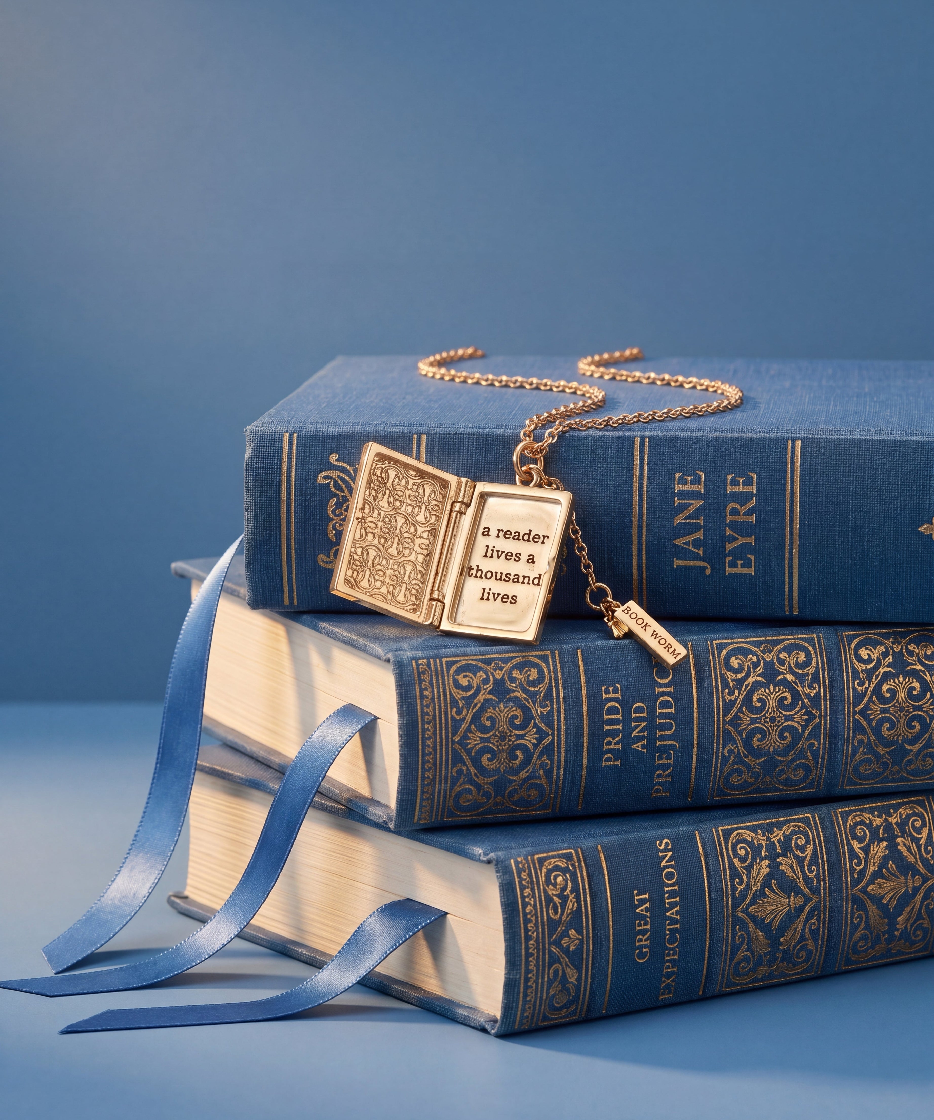 'A Reader Lives A Thousand Lives' Book Club Locket Pendant