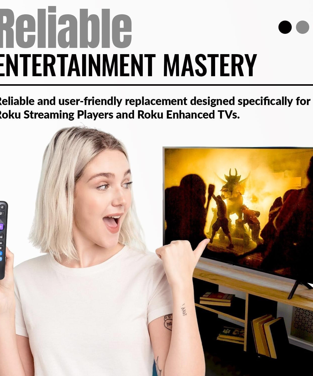 Anderic RRST01.26 Universal for all Roku Players and TV's with Learning | Replaces RC-ALIR, RC-CHIR, RC280, Ultra, Express, and more