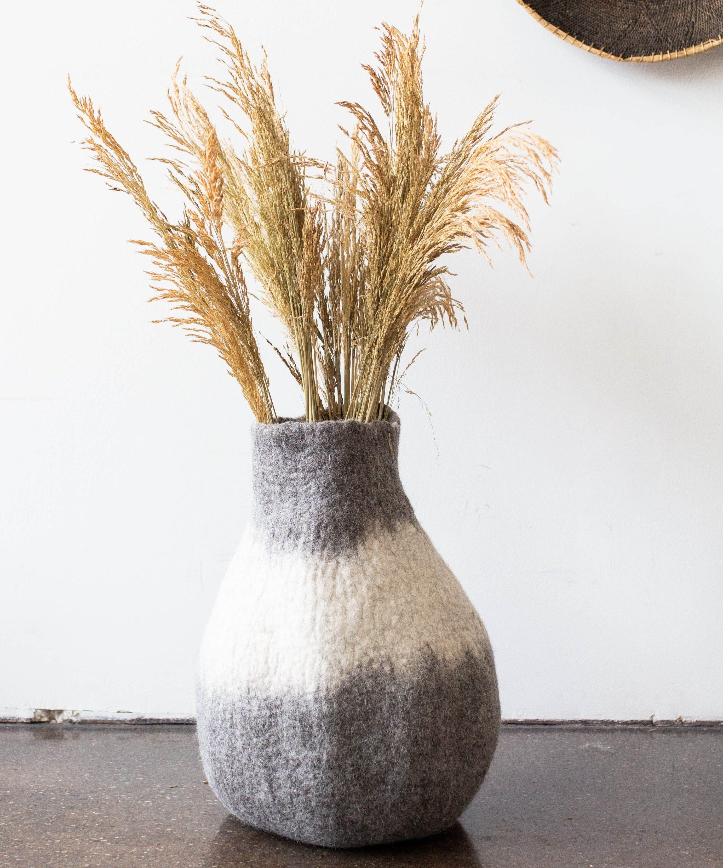 Eclipse Charcoal and Ivory Wool Gourd Basket