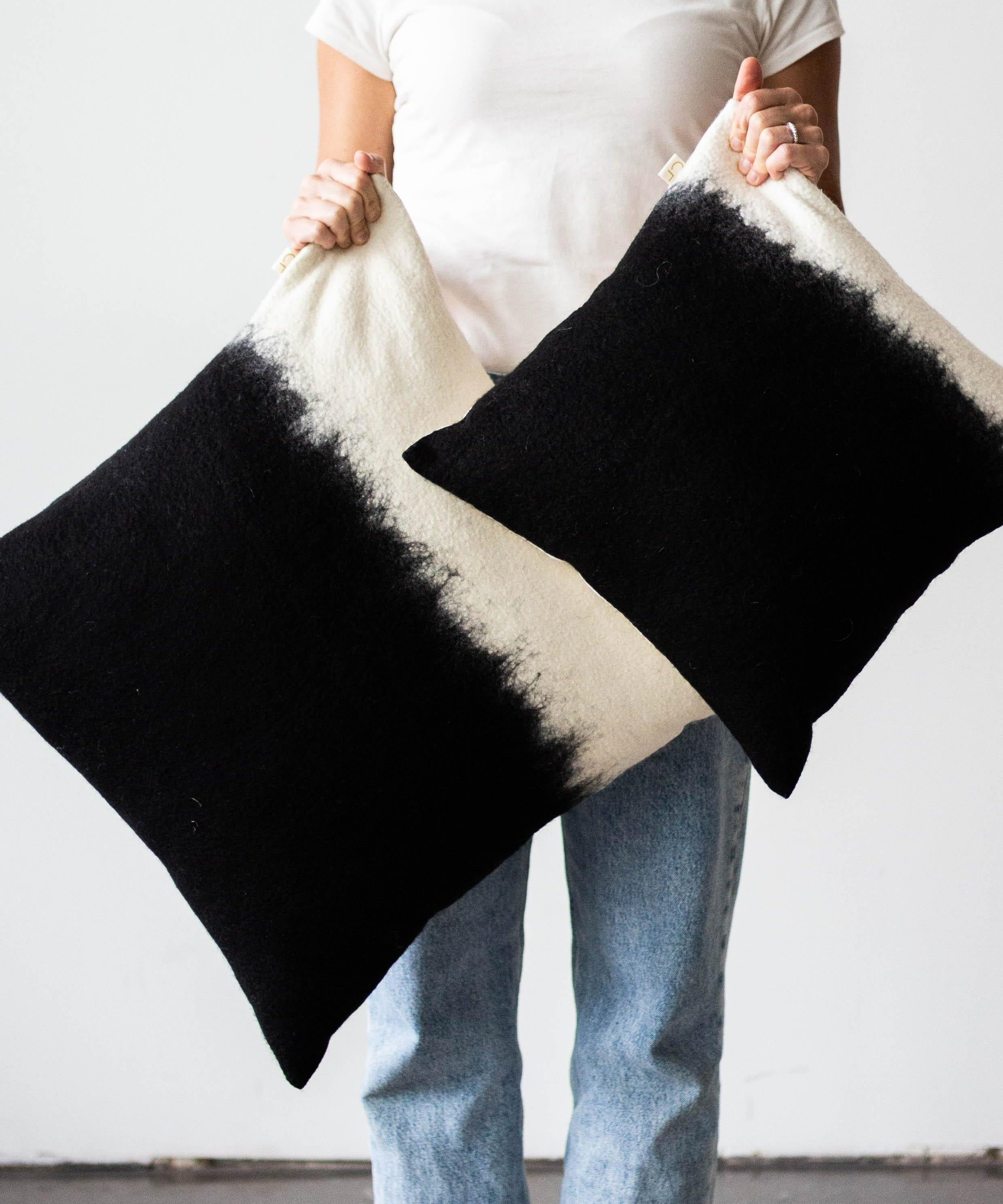 Eclipse Dip-Dyed Organic Wool Throw Pillow