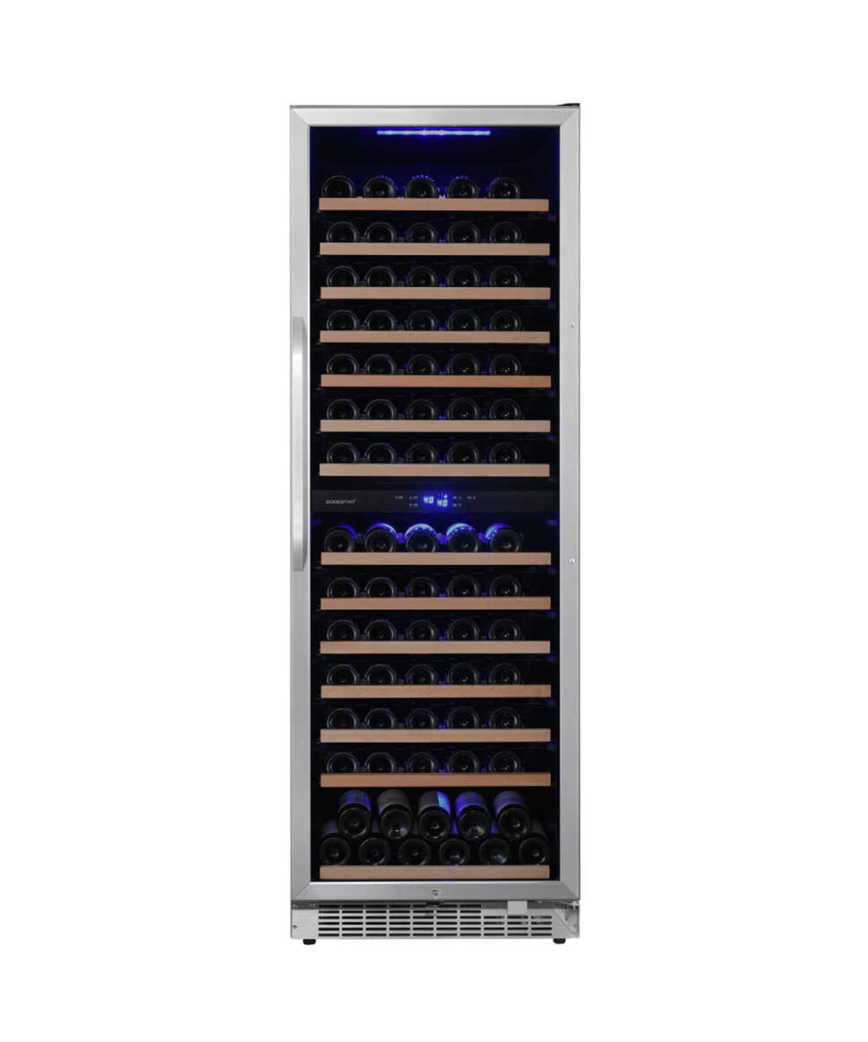 Edgestar 24-Inch 141 Bottle Capacity Freestanding Dual Zone Wine Cooler With Interior Lighting [CWR1552DZ] (SAK49245)