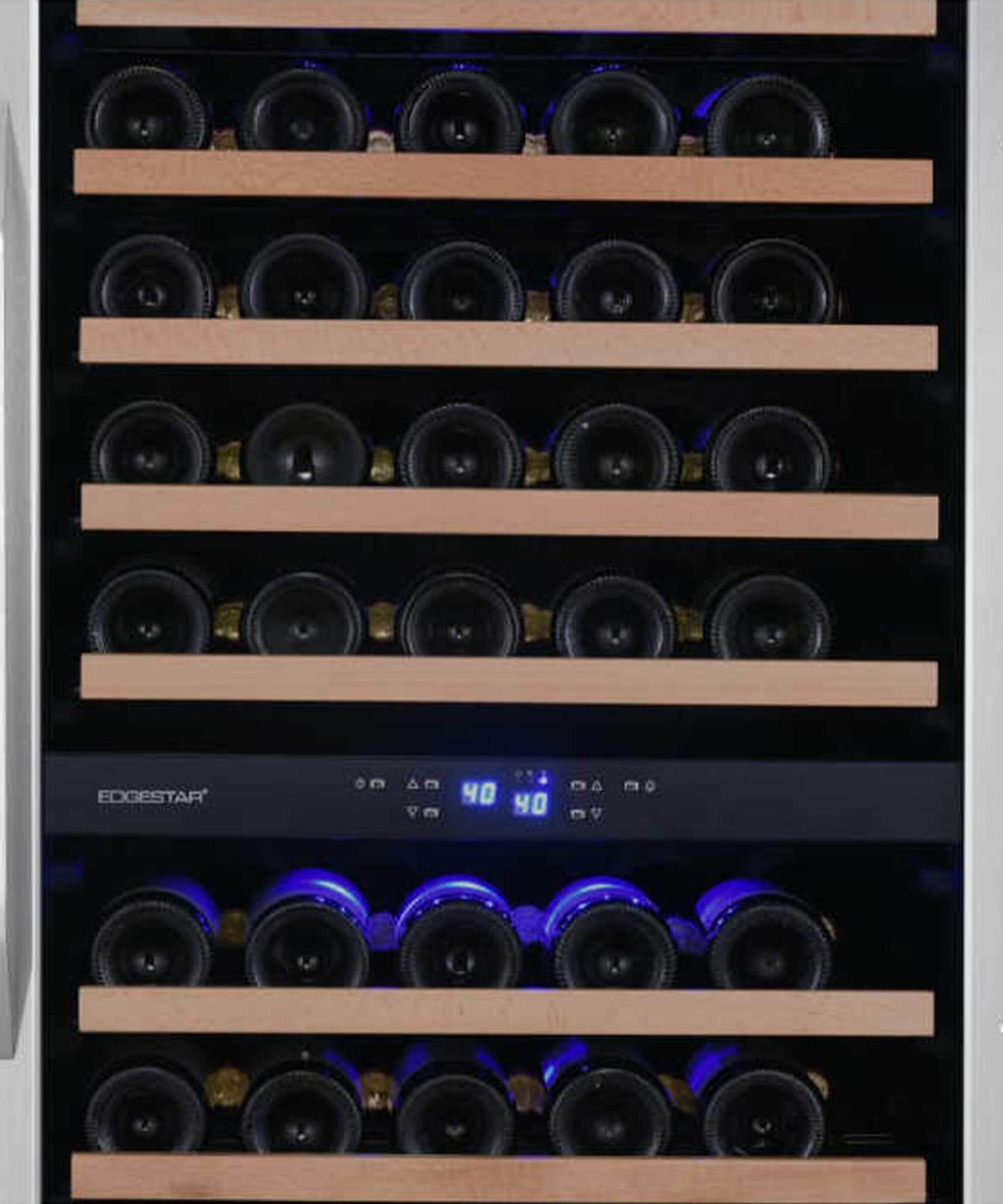 Edgestar 24-Inch 141 Bottle Capacity Freestanding Dual Zone Wine Cooler With Interior Lighting [CWR1552DZ] (SAK49245)