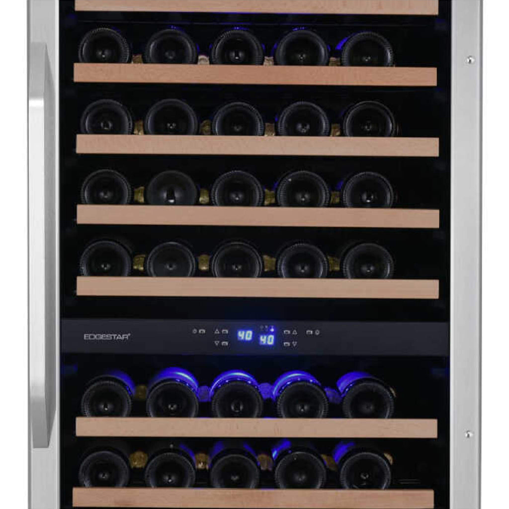 Edgestar 24-Inch 141 Bottle Capacity Freestanding Dual Zone Wine Cooler With Interior Lighting [CWR1552DZ] (SAK49245)