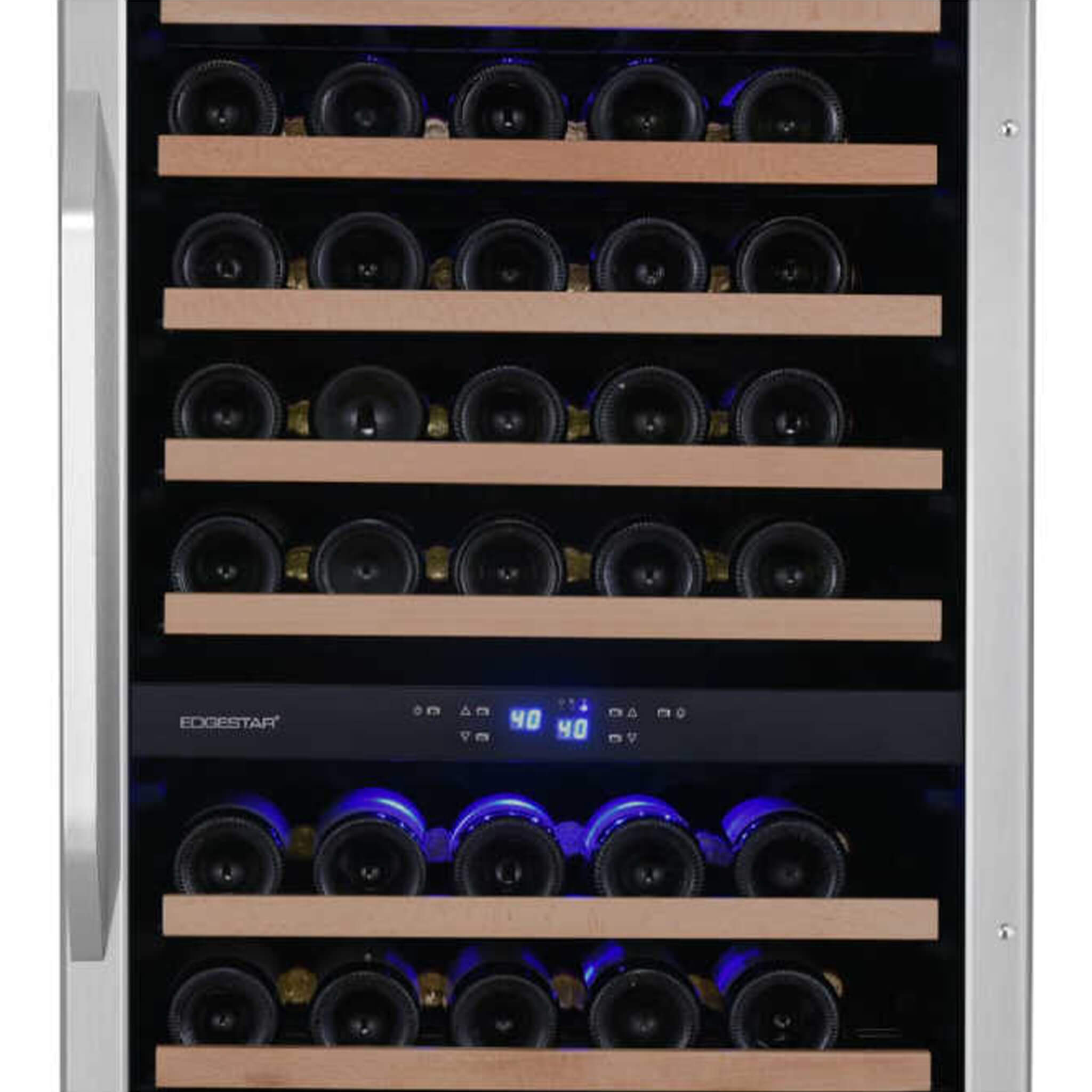 Edgestar 24-Inch 141 Bottle Capacity Freestanding Dual Zone Wine Cooler With Interior Lighting [CWR1552DZ] (SAK49245)