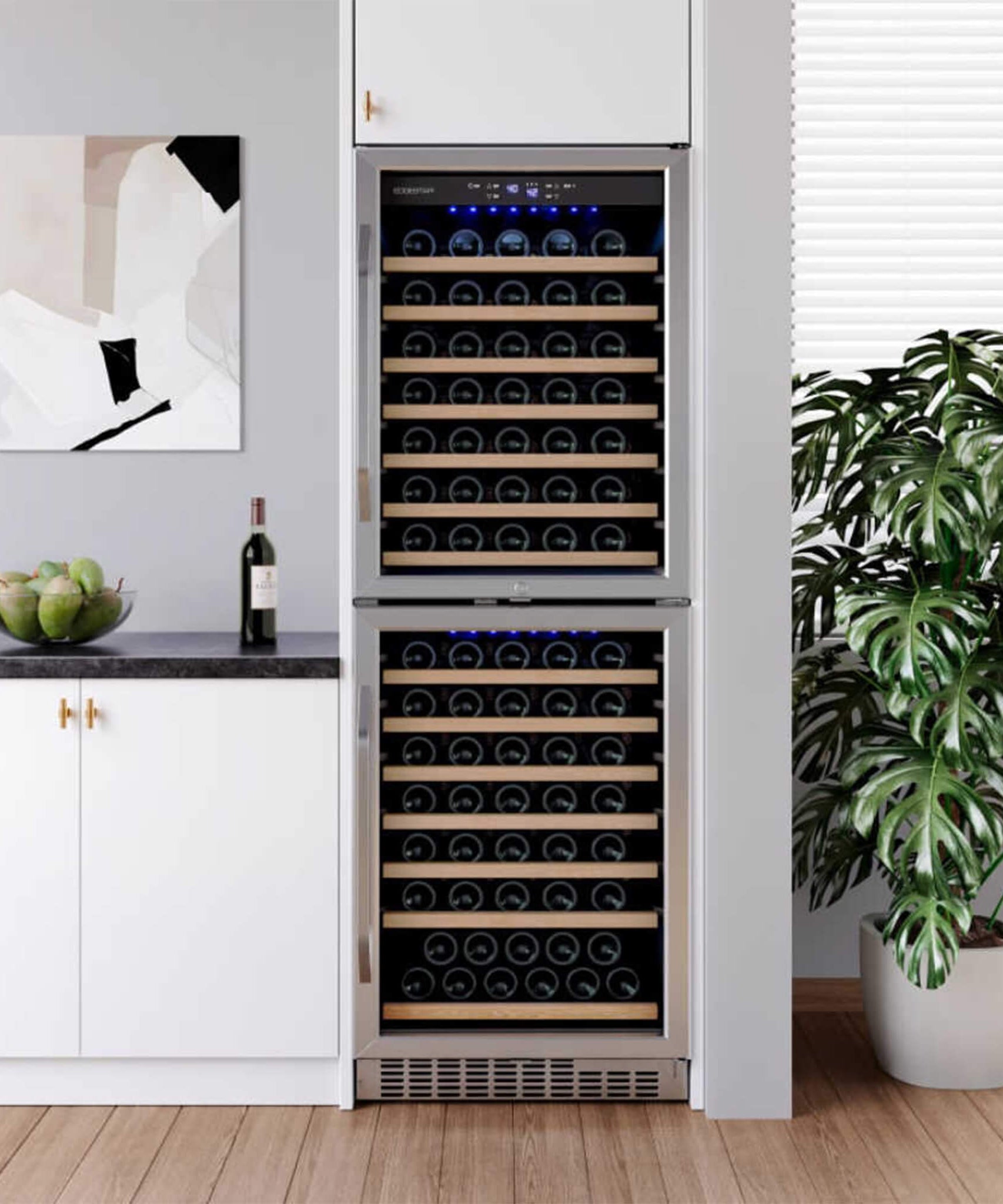 Edgestar 24-Inch 142 Bottle Built-In Dual Zone Double Door Wine Cooler With Door Lock [CWR1553DD] (SAK30742)