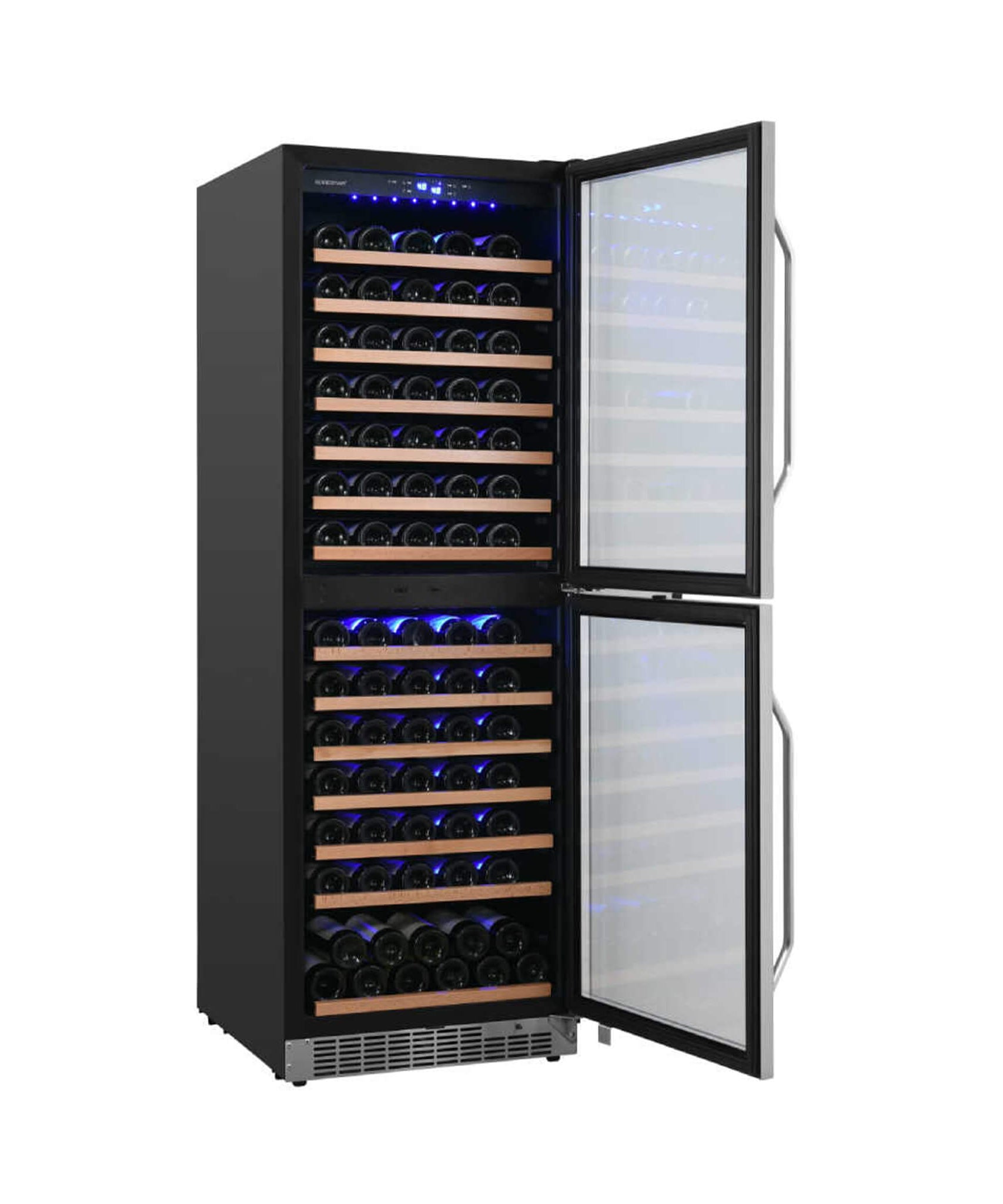 Edgestar 24-Inch 142 Bottle Built-In Dual Zone Double Door Wine Cooler With Door Lock [CWR1553DD] (SAK30742)