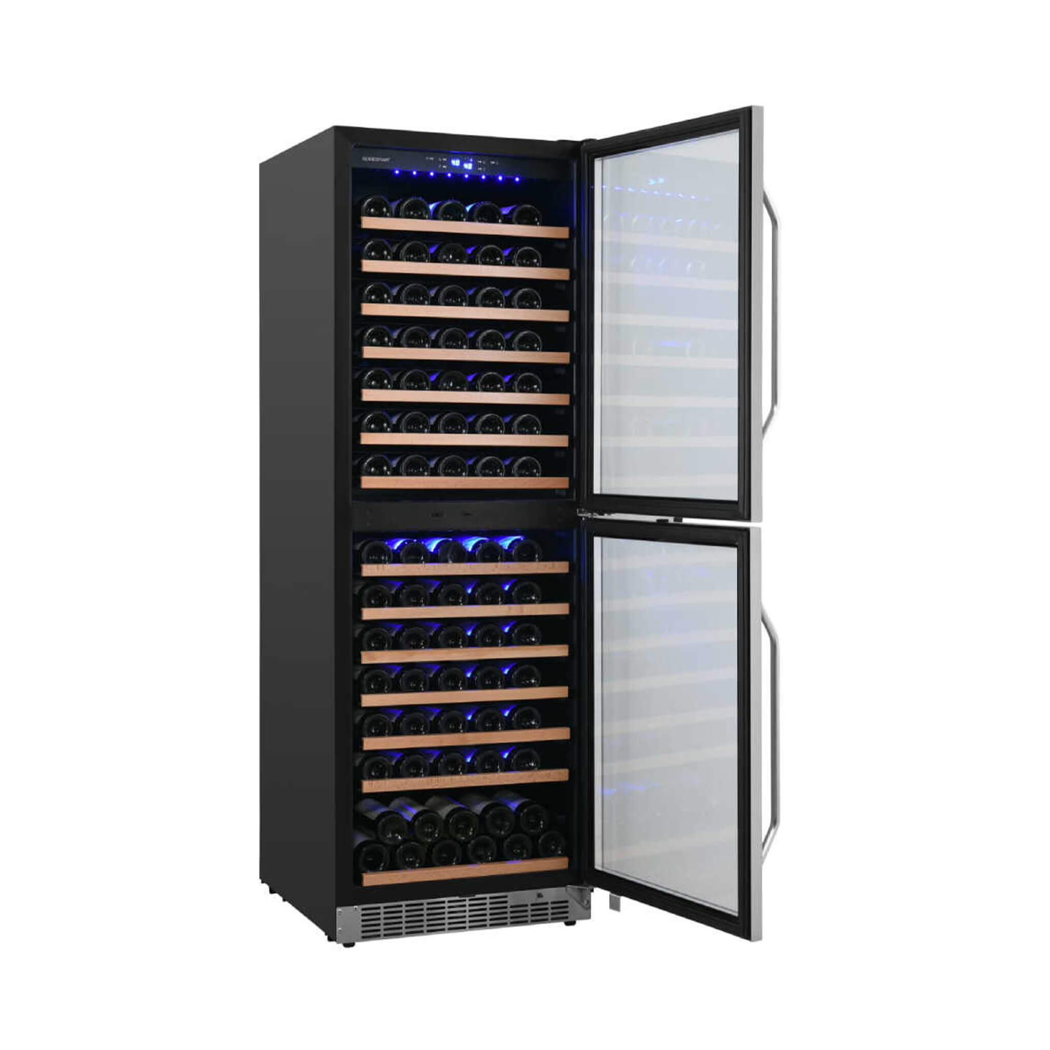 Edgestar 24-Inch 142 Bottle Built-In Dual Zone Double Door Wine Cooler With Door Lock [CWR1553DD] (SAK30742)