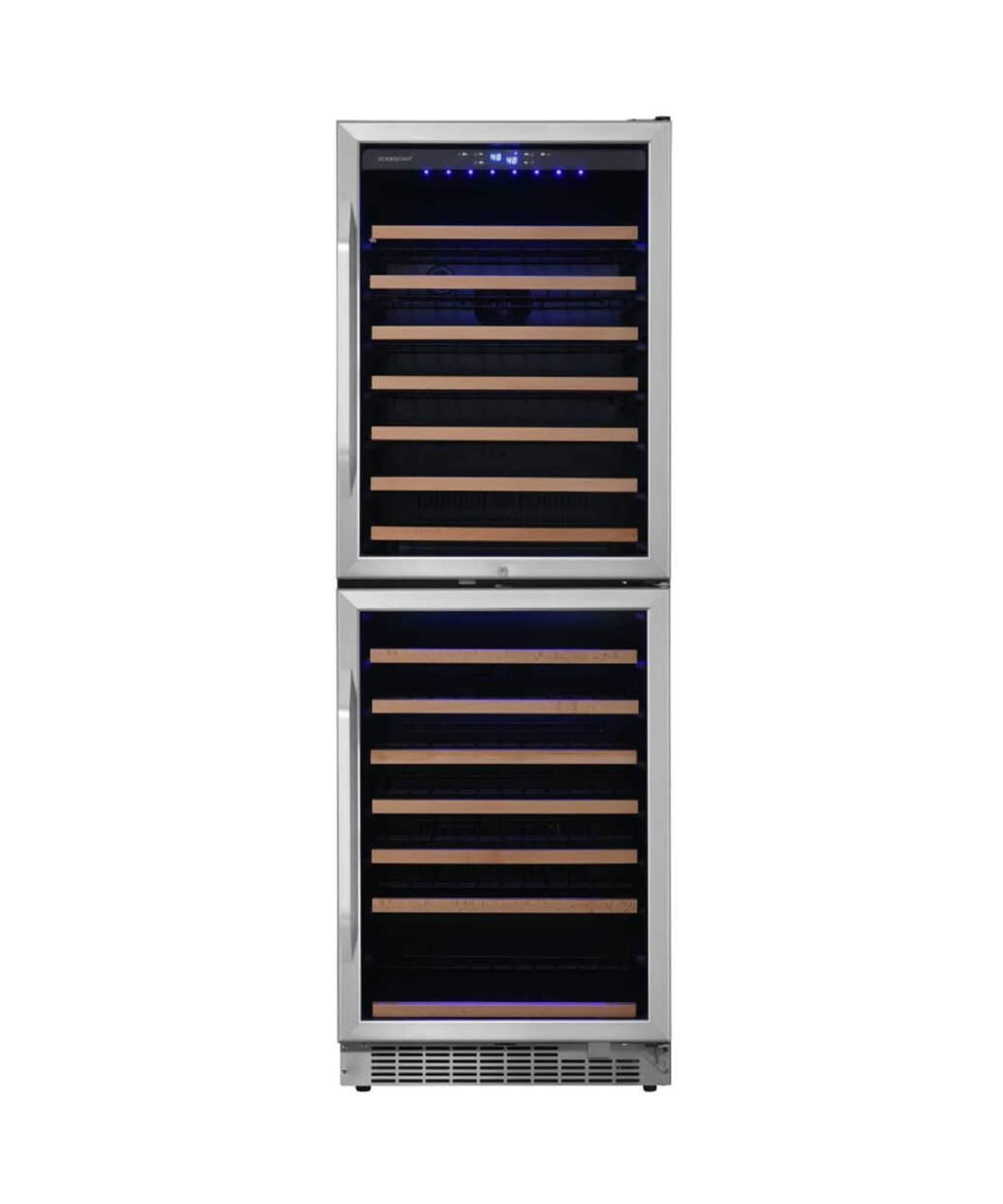 Edgestar 24-Inch 142 Bottle Built-In Dual Zone Double Door Wine Cooler With Door Lock [CWR1553DD] (SAK30742)