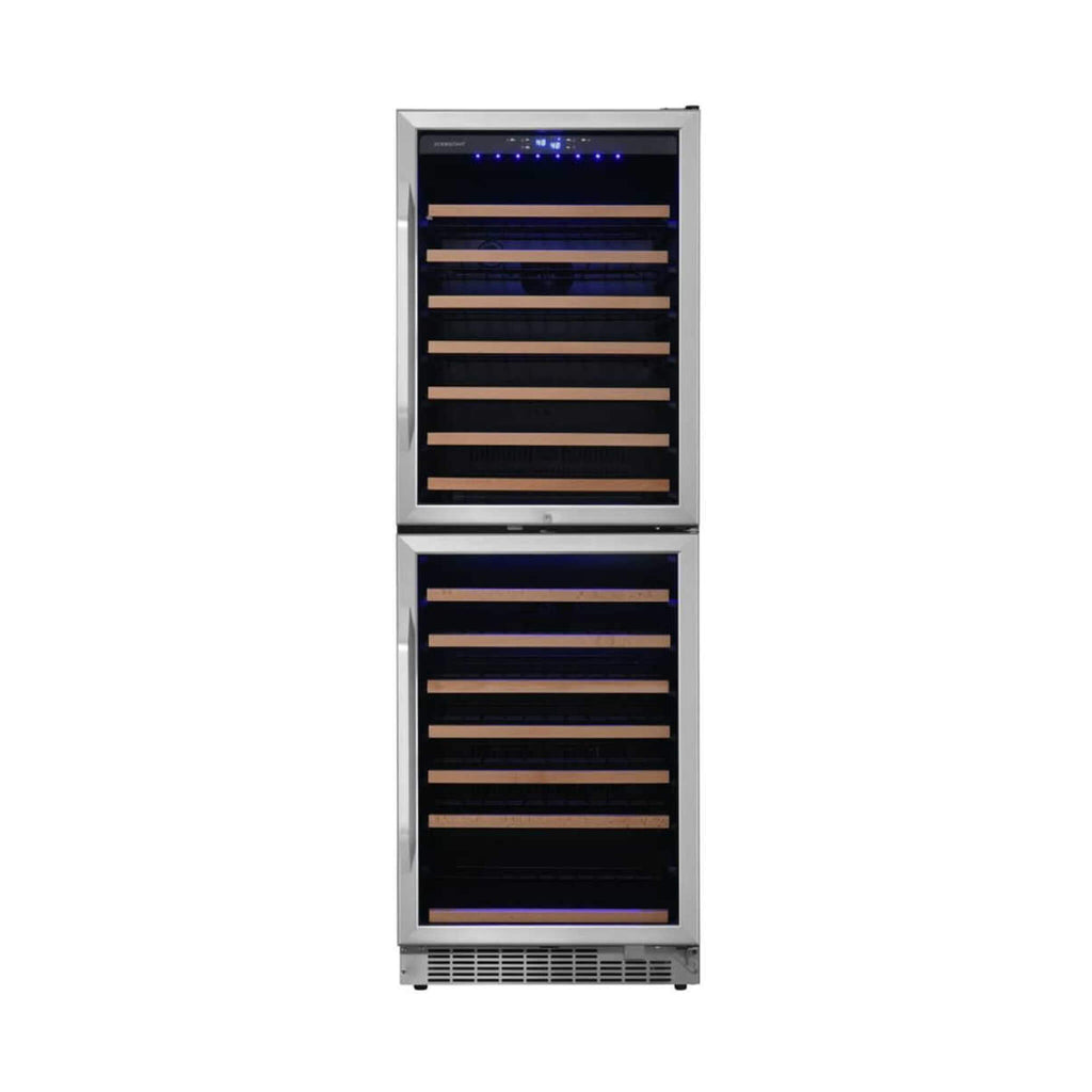 Edgestar 24-Inch 142 Bottle Built-In Dual Zone Double Door Wine Cooler With Door Lock [CWR1553DD] (SAK30742)