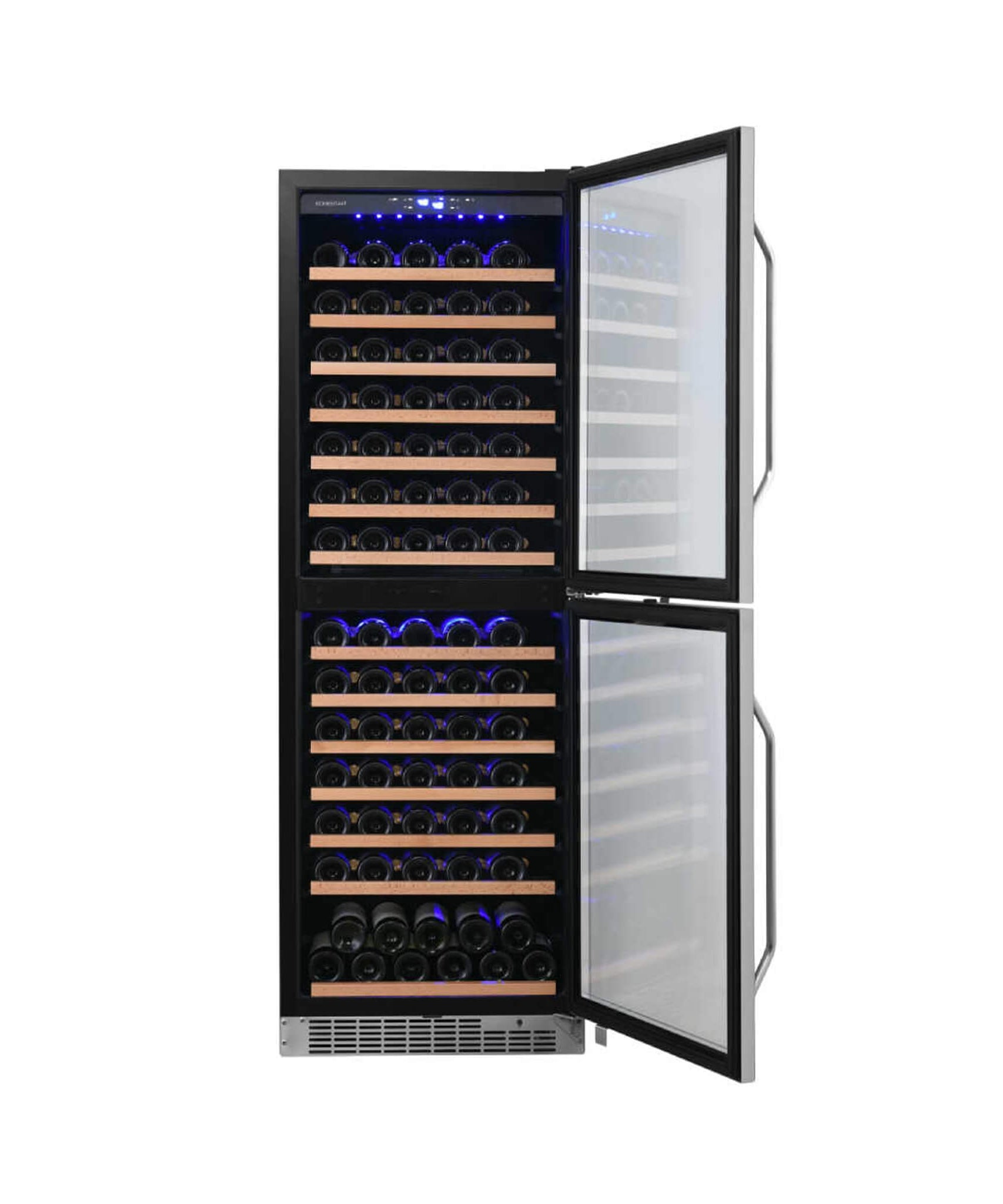 Edgestar 24-Inch 142 Bottle Built-In Dual Zone Double Door Wine Cooler With Door Lock [CWR1553DD] (SAK30742)
