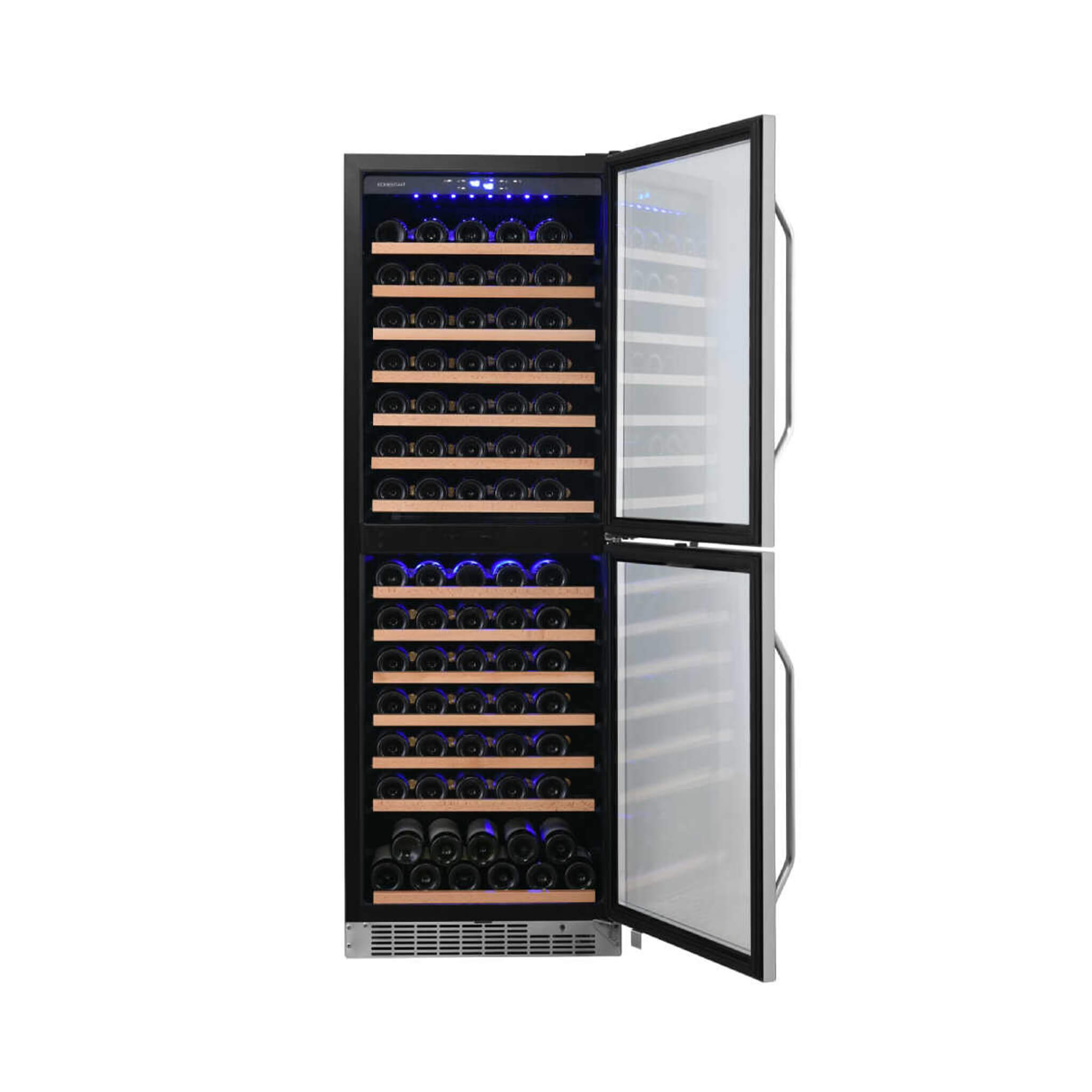 Edgestar 24-Inch 142 Bottle Built-In Dual Zone Double Door Wine Cooler With Door Lock [CWR1553DD] (SAK30742)