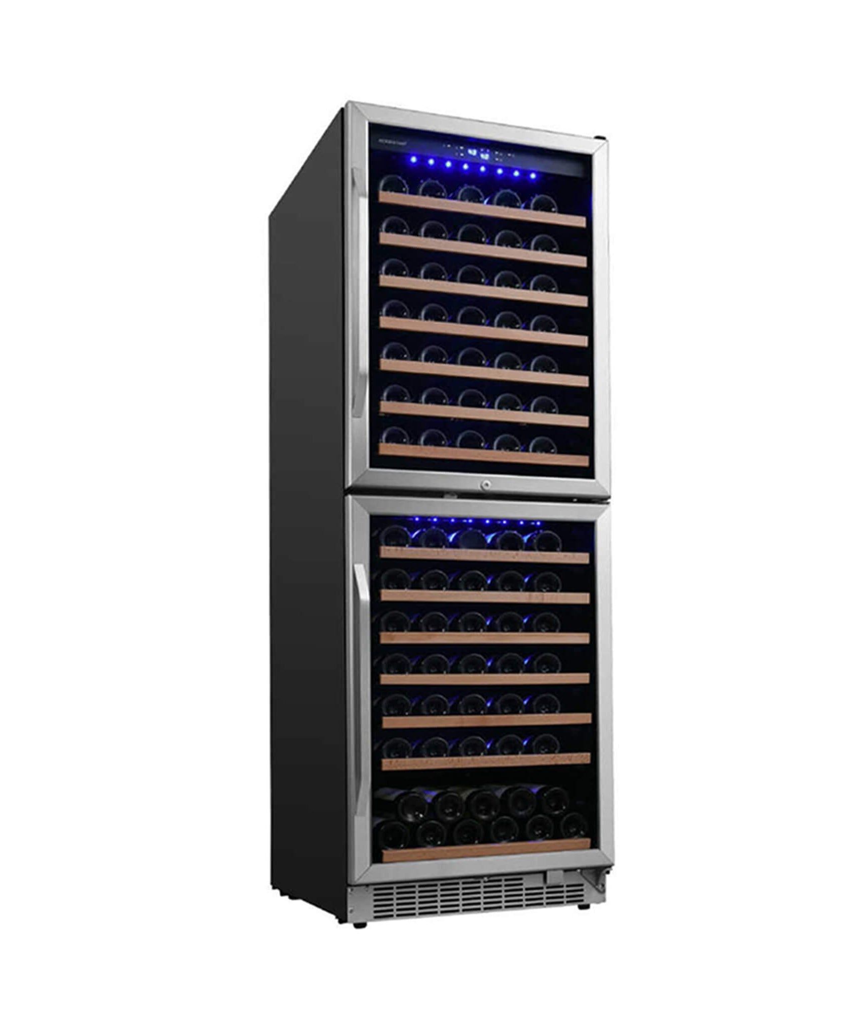 Edgestar 24-Inch 142 Bottle Built-In Dual Zone Double Door Wine Cooler With Door Lock [CWR1553DD] (SAK30742)