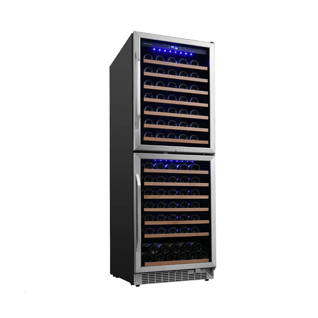 Edgestar 24-Inch 142 Bottle Built-In Dual Zone Double Door Wine Cooler With Door Lock [CWR1553DD] (SAK30742)