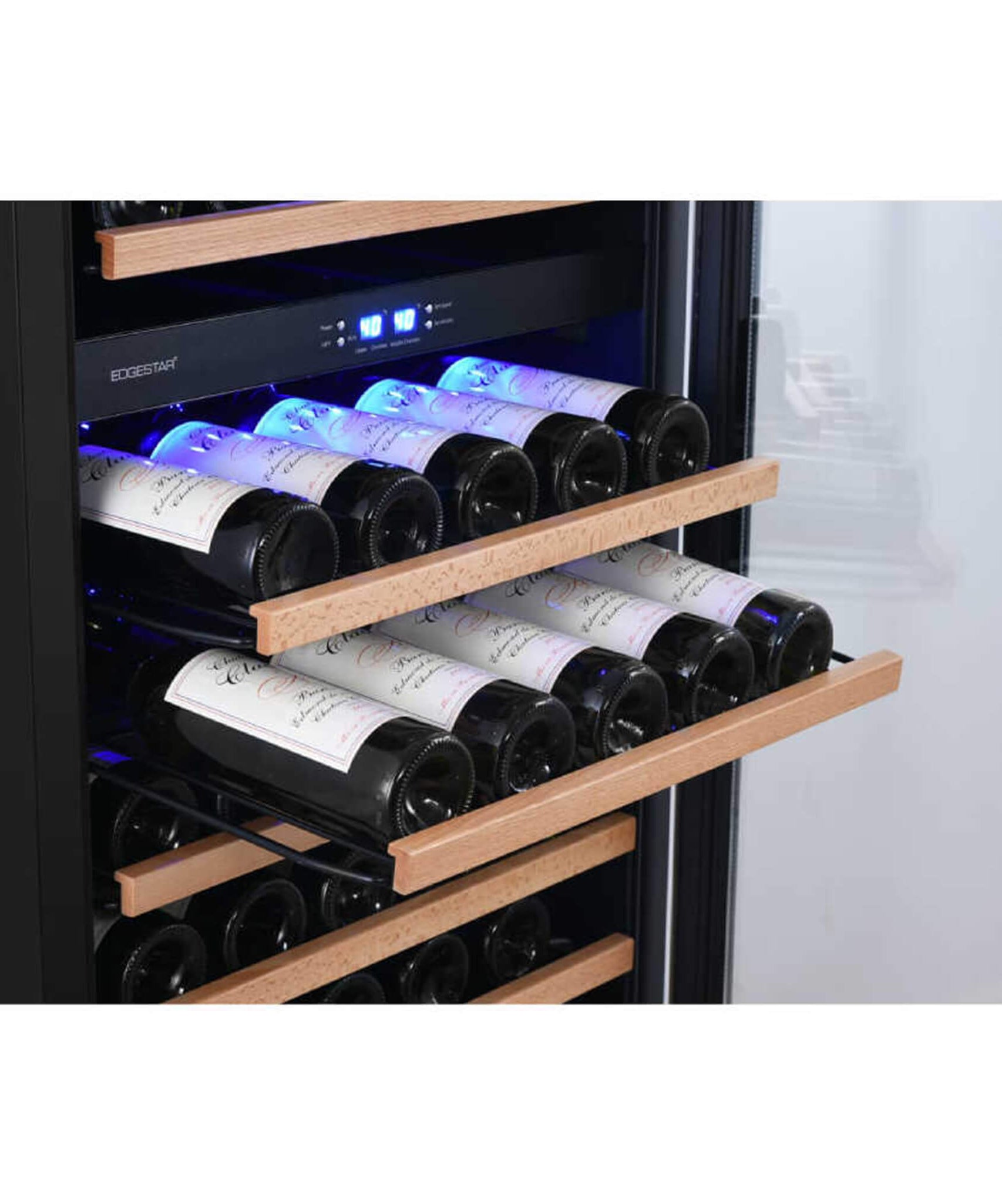 Edgestar 24-Inch 141 Bottle Capacity Freestanding Dual Zone Wine Cooler With Interior Lighting [CWR1552DZ] (SAK49245)