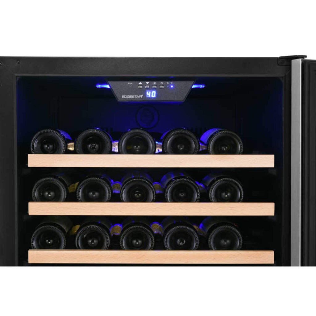 Edgestar 24-Inch Wide 151 Bottle Capacity Freestanding Single Zone Wine Cooler With Even Cooling Technology (SAK30756)