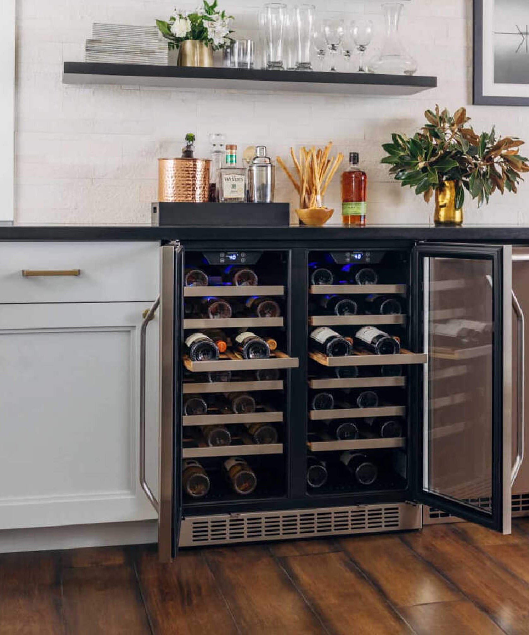 Edgestar 30-Inch Wide 56 Bottle Capacity Built-In French Door Wine Cooler With Door Locks [CWR5631FD] (SAK56381)