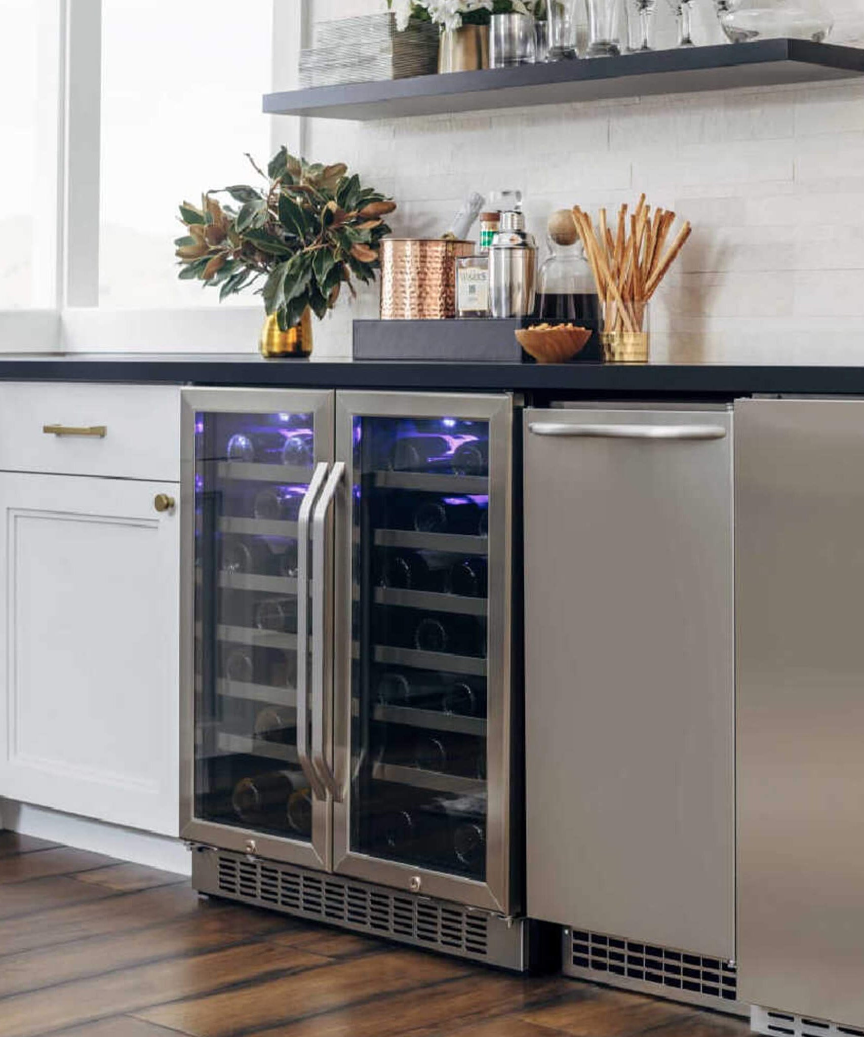 Edgestar 30-Inch Wide 56 Bottle Capacity Built-In French Door Wine Cooler With Door Locks [CWR5631FD] (SAK56381)