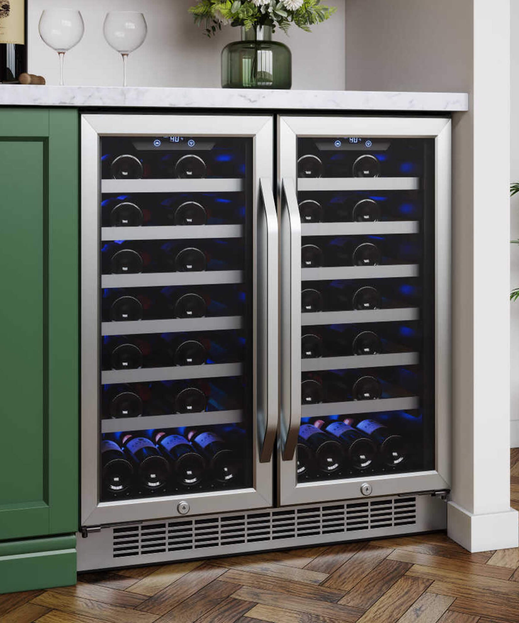 Edgestar 30-Inch Wide 56 Bottle Capacity Built-In French Door Wine Cooler With Door Locks [CWR5631FD] (SAK56381)