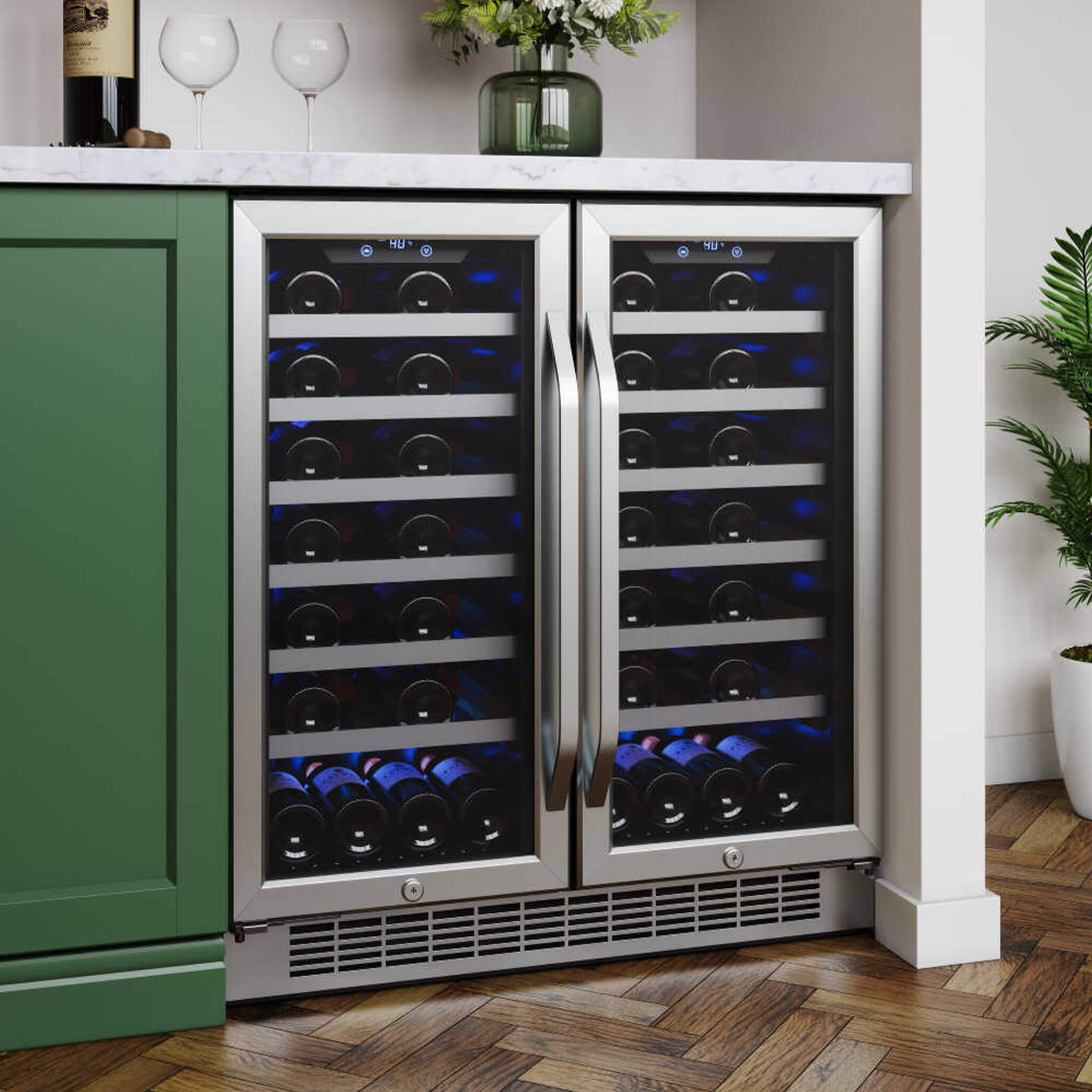 Edgestar 30-Inch Wide 56 Bottle Capacity Built-In French Door Wine Cooler With Door Locks [CWR5631FD] (SAK56381)