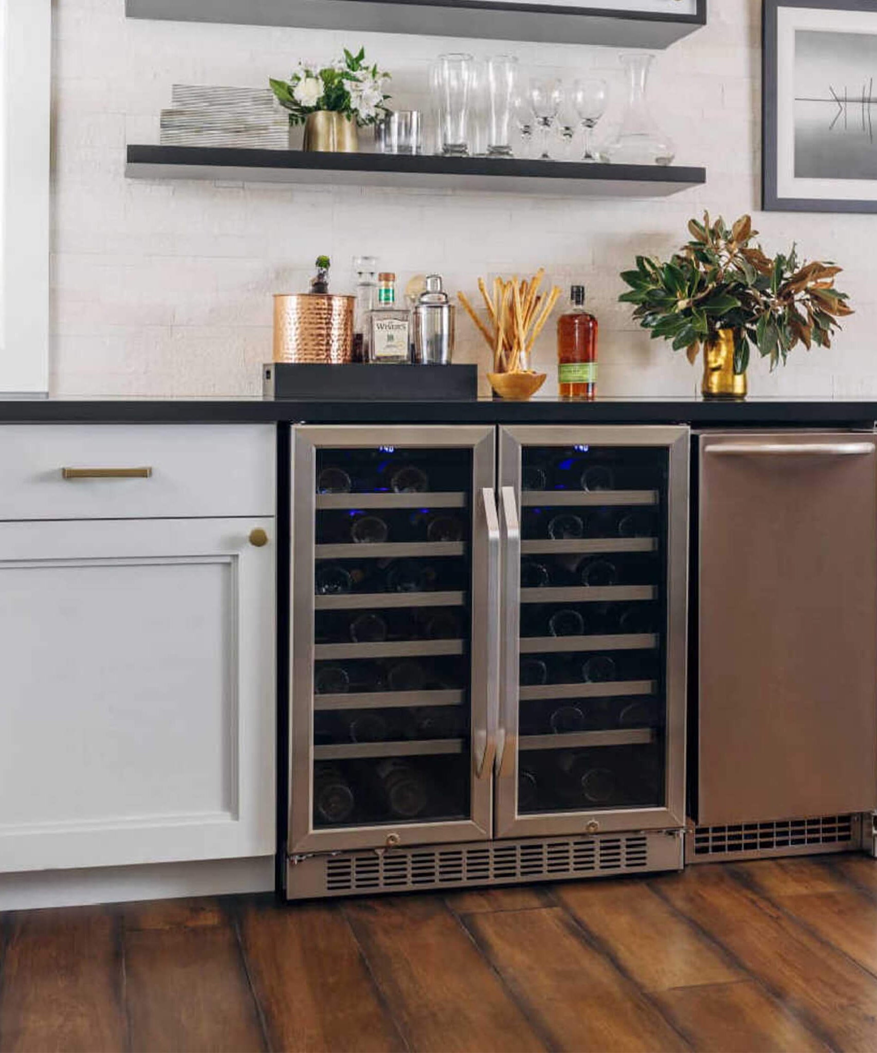 Edgestar 30-Inch Wide 56 Bottle Capacity Built-In French Door Wine Cooler With Door Locks [CWR5631FD] (SAK56381)