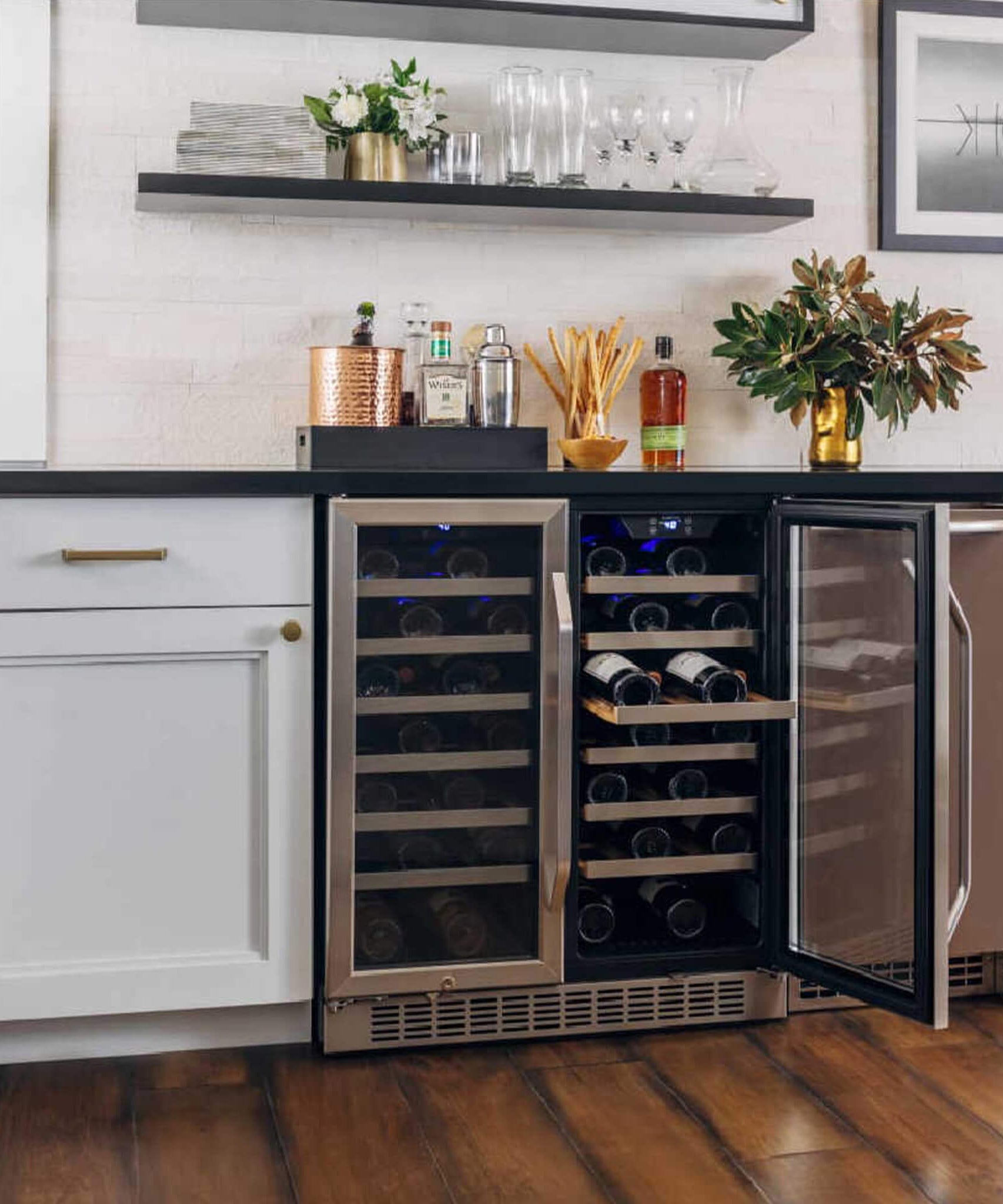 Edgestar 30-Inch Wide 56 Bottle Capacity Built-In French Door Wine Cooler With Door Locks [CWR5631FD] (SAK56381)