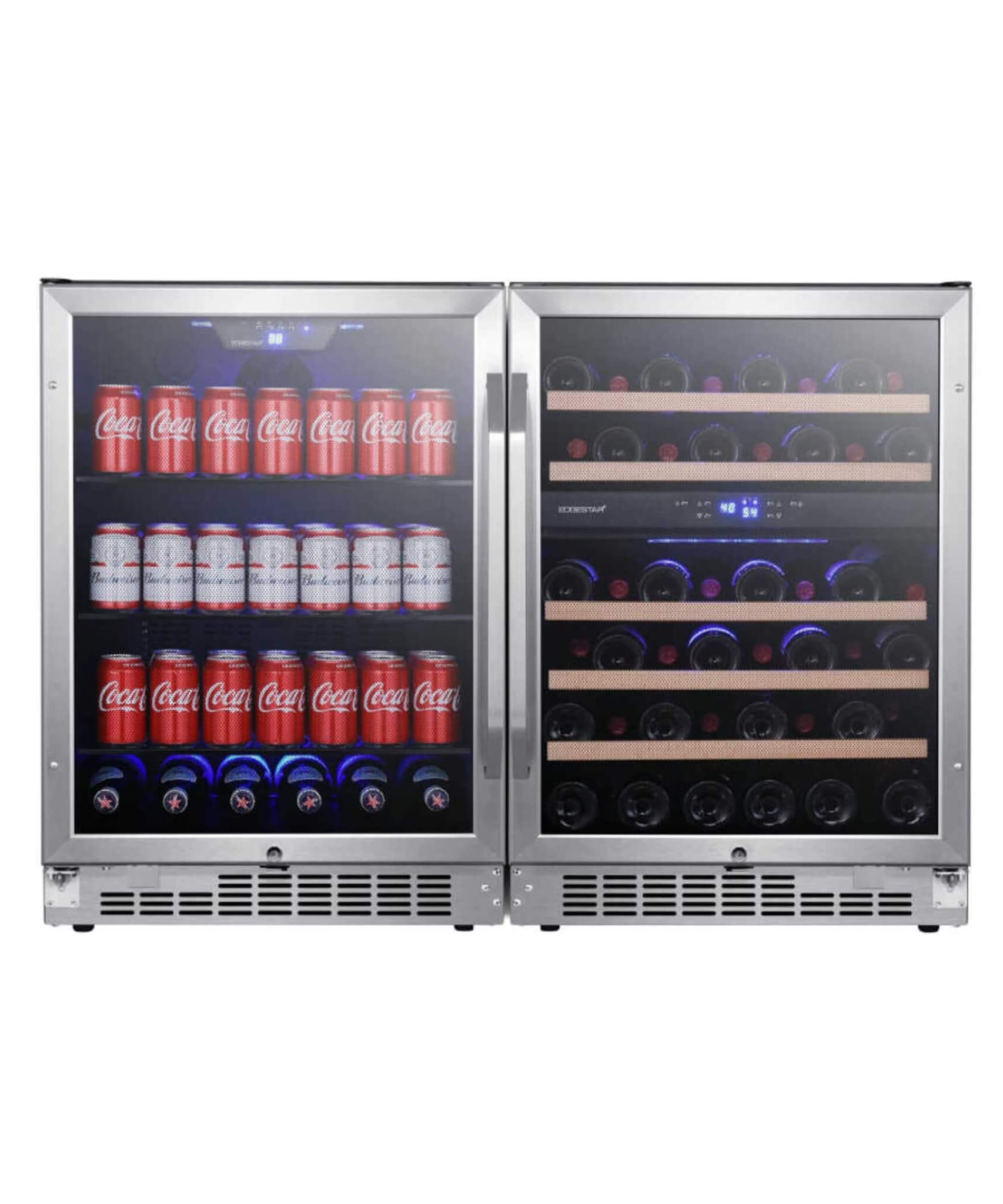 Edgestar 48-Inch Built-In Side-by-Side Wine & Beverage Center With 142 Can And 46 Bottle Capacity (SAK82552)