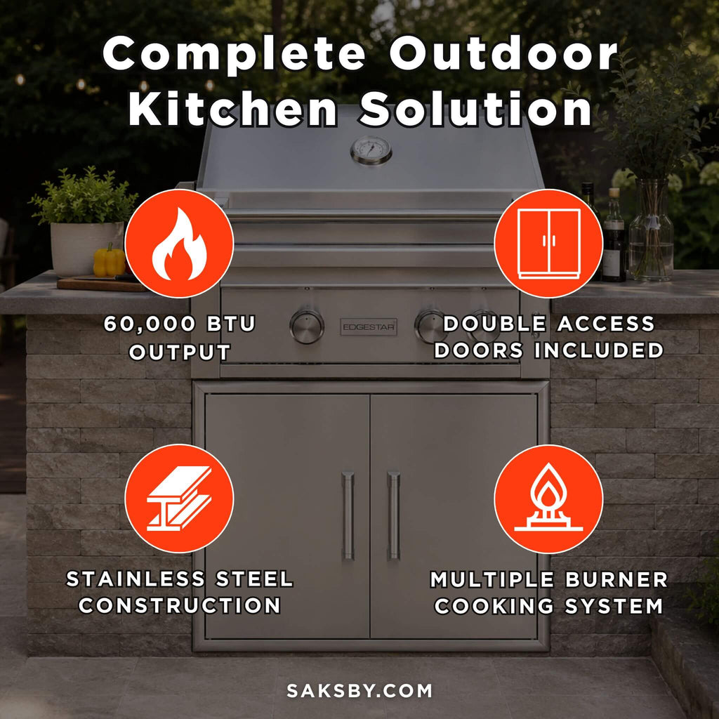 Edgestar 60K BTU 30-Inch Built-In Grill Kit With Insulated Jacket And Double Access Doors [GRL300IBKIT] (SAK82568)