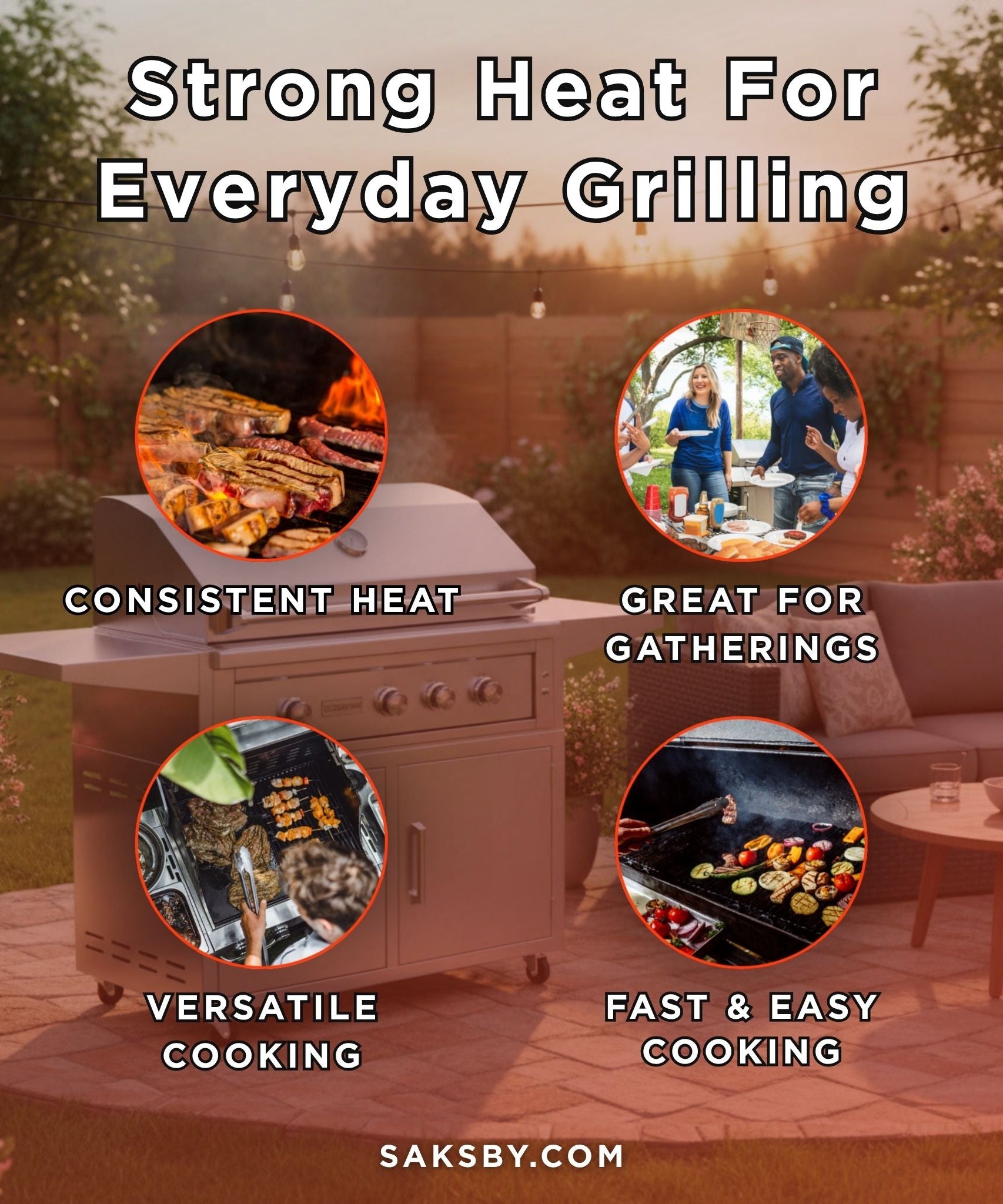 Edgestar 89K BTU 42-Inch Freestanding Grill And Cart With Rotisserie And Lighted Knobs [GRL420FS] (SAK56935)