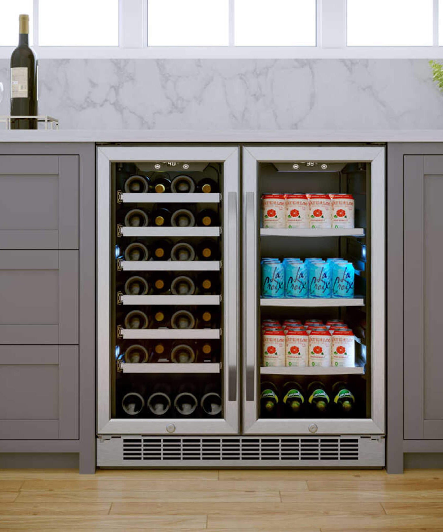 Edgestar 30-Inch Wide 28 Bottle Built In Dual Zone Beverage Center With 86 Can Capacity (SAK35972)