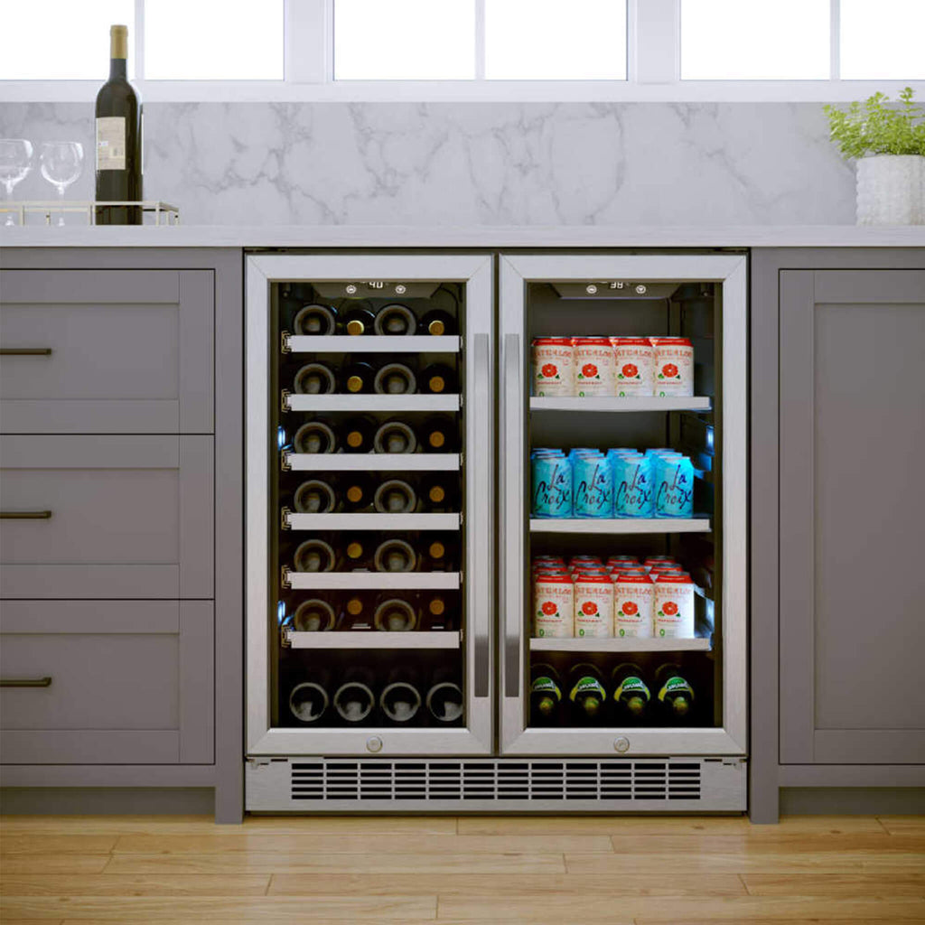 Edgestar 30-Inch Wide 28 Bottle Built In Dual Zone Beverage Center With 86 Can Capacity (SAK35972)