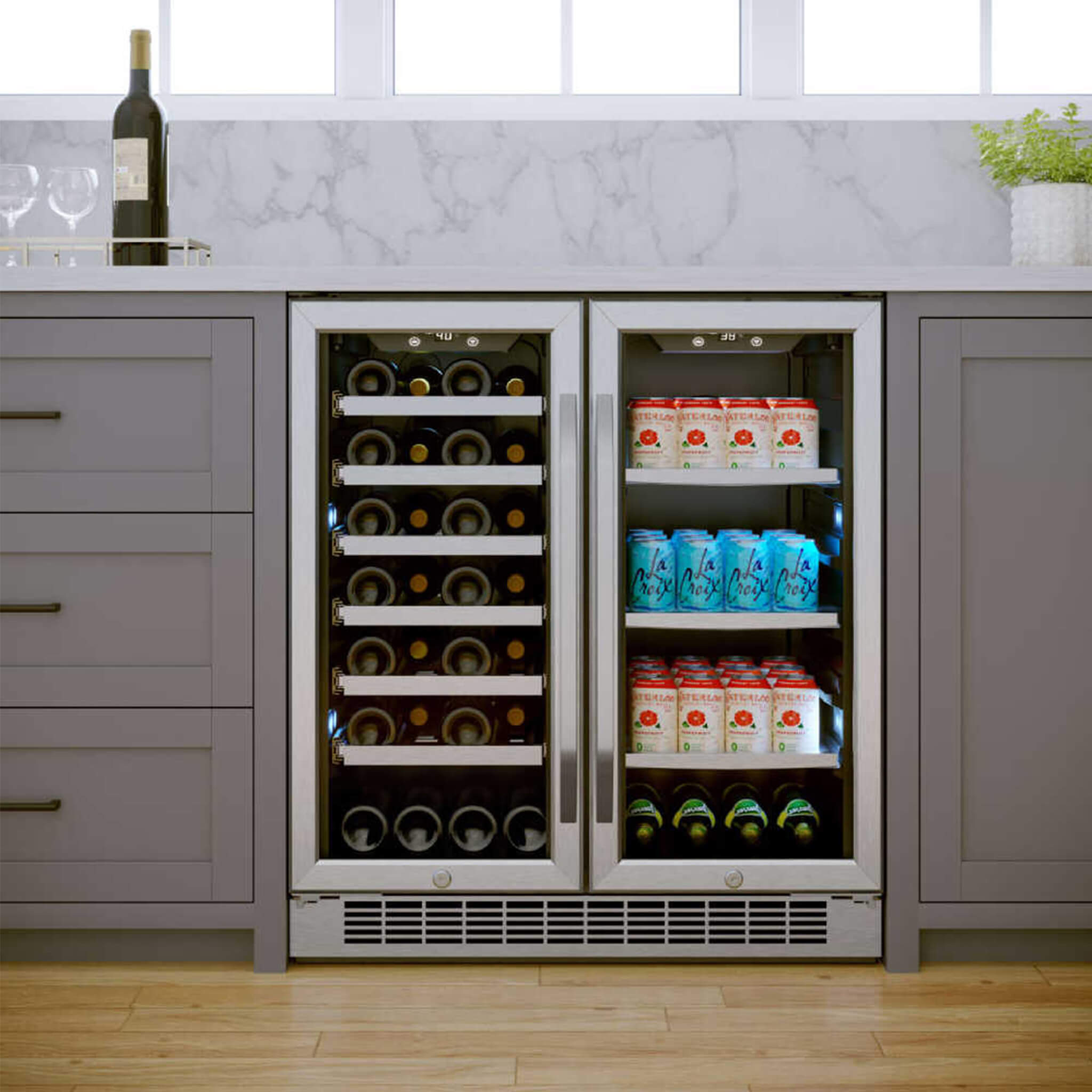 Edgestar 30-Inch Wide 28 Bottle Built In Dual Zone Beverage Center With 86 Can Capacity (SAK35972)