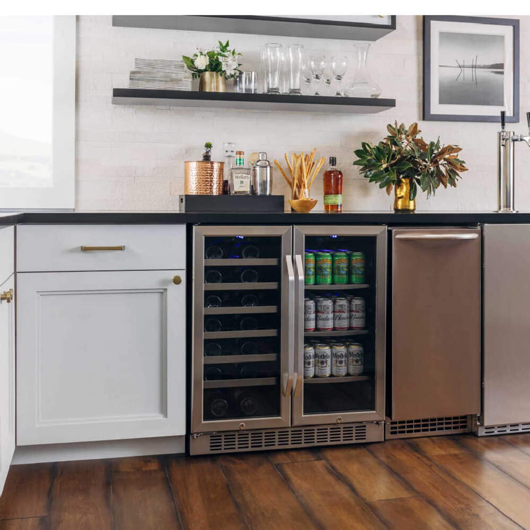 Edgestar 30-Inch Wide 28 Bottle Built In Dual Zone Beverage Center With 86 Can Capacity (SAK35972)
