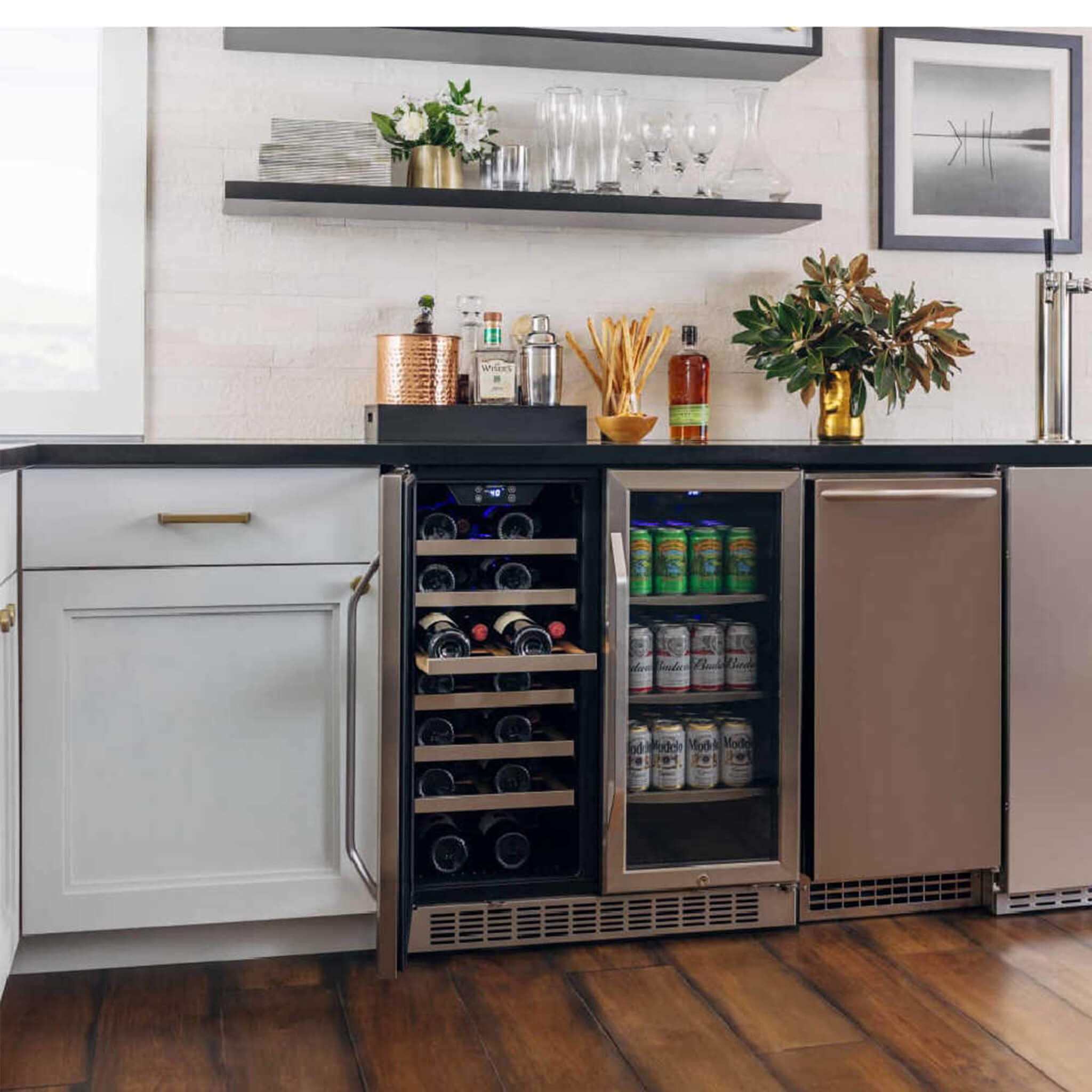 Edgestar 30-Inch Wide 28 Bottle Built In Dual Zone Beverage Center With 86 Can Capacity (SAK35972)