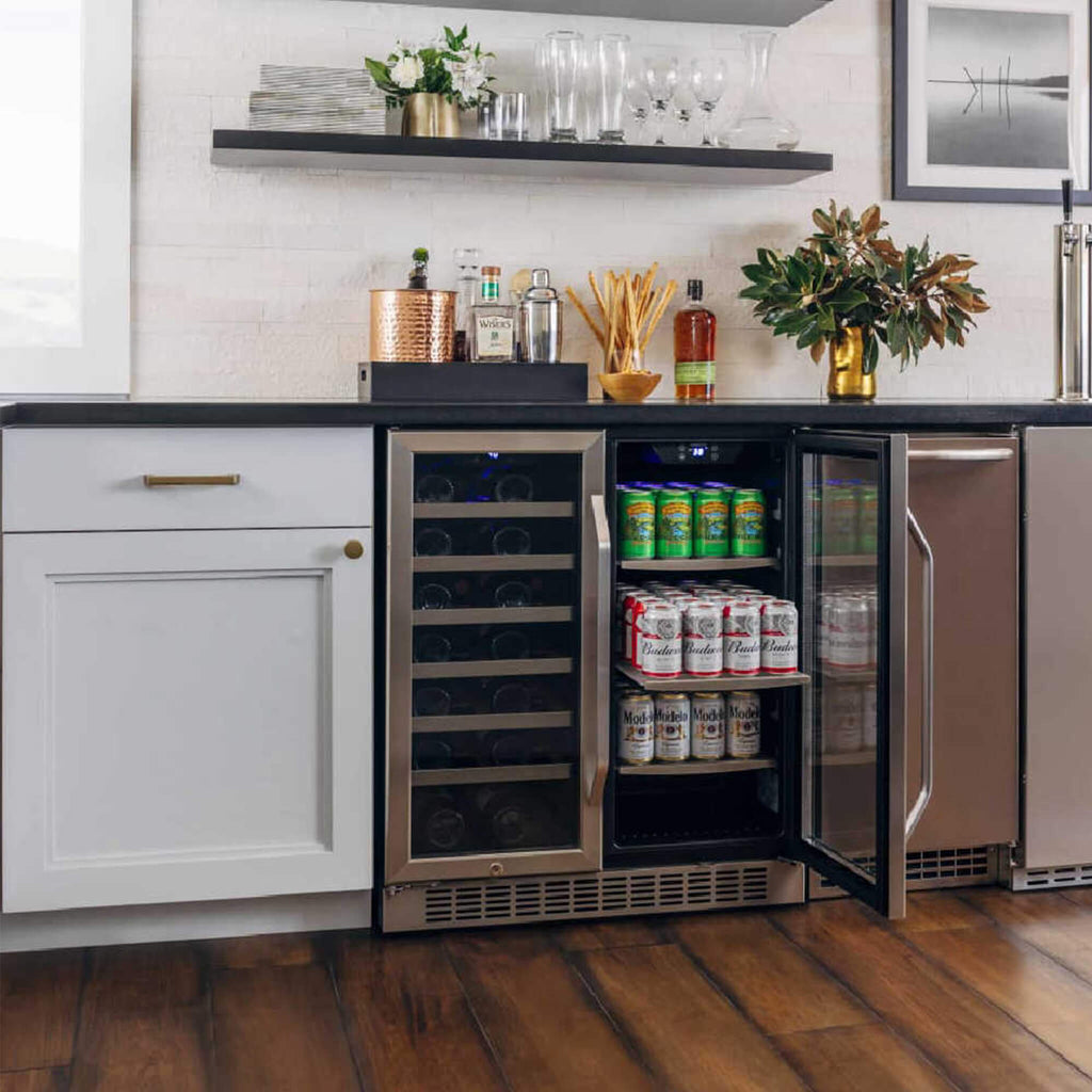 Edgestar 30-Inch Wide 28 Bottle Built In Dual Zone Beverage Center With 86 Can Capacity (SAK35972)