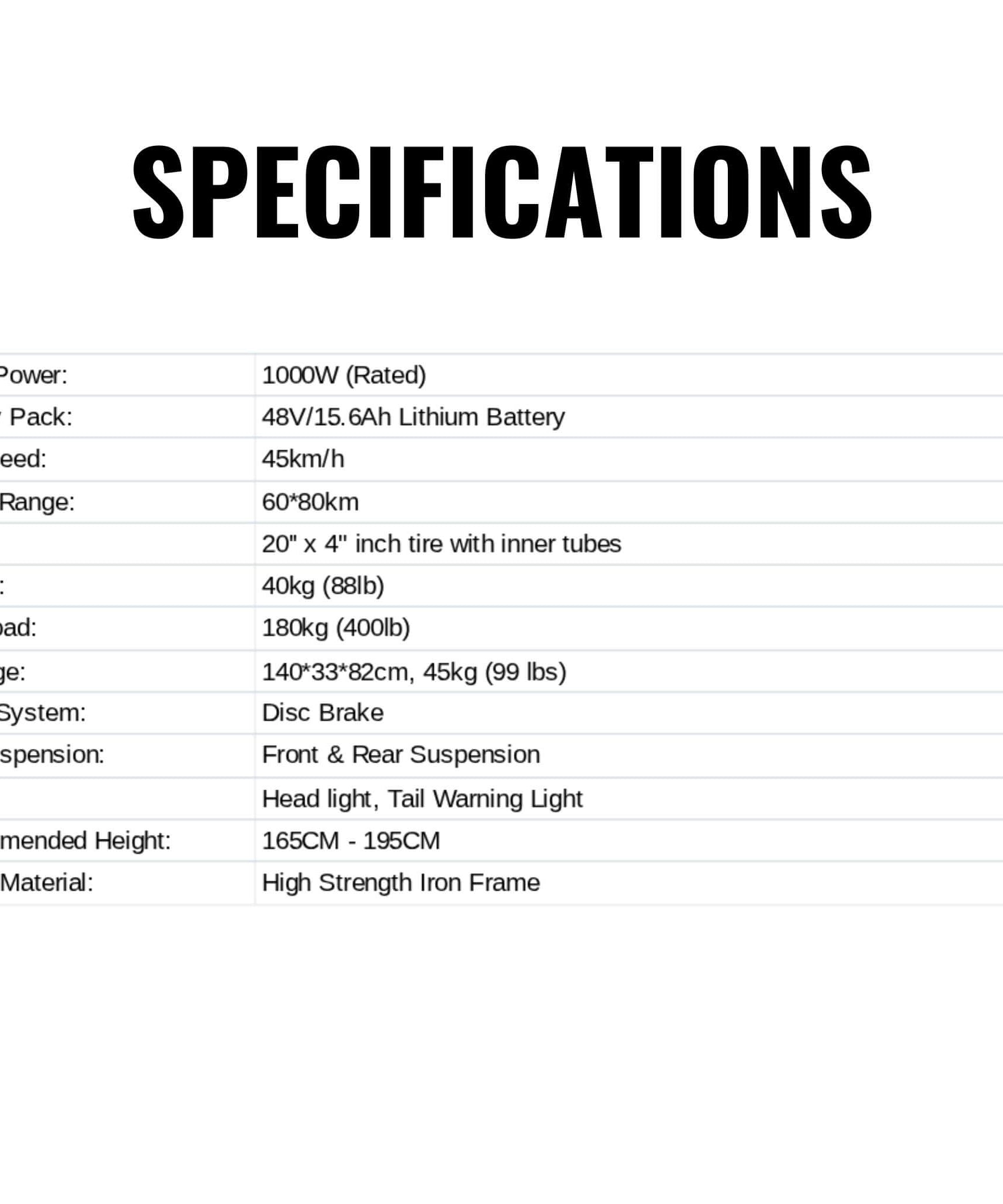EKX L1 1000W 48V/15.6AH Electric Mountain Fat Tire Bike, 20" (SAK27491)
