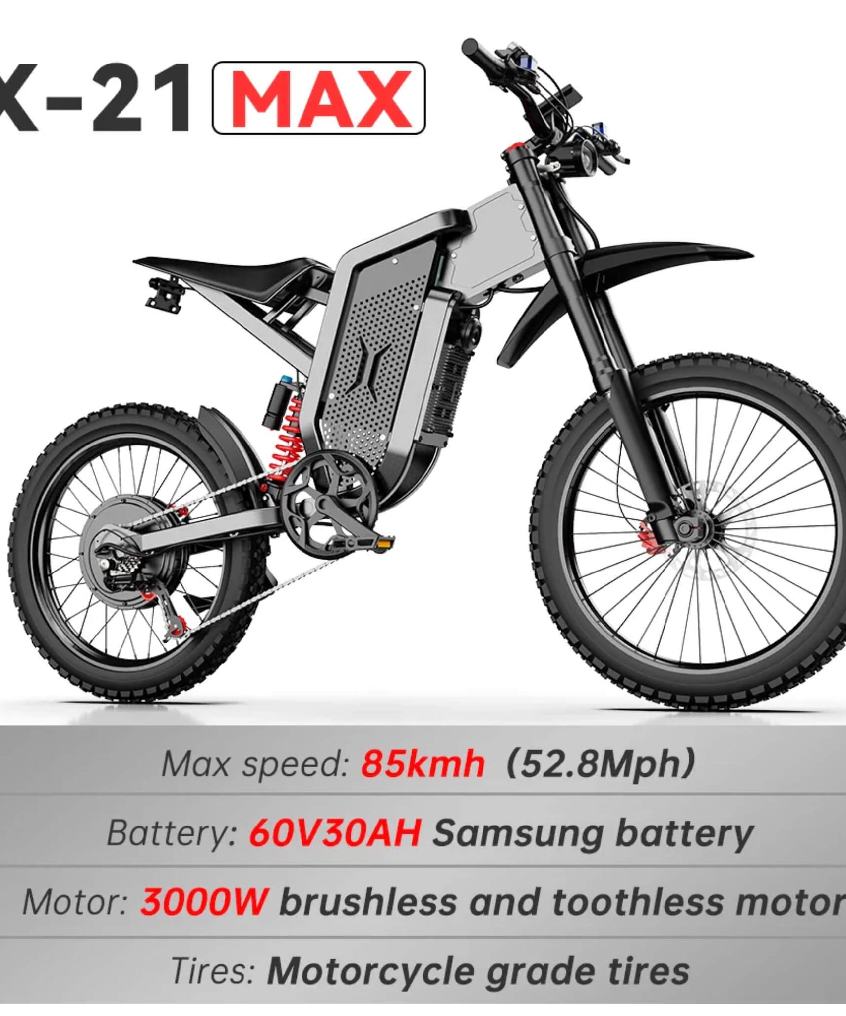 EKX X21 MAX 3000W 60V/30AH Electric Mountain Off-Road Dirt Bike (SAK48016)