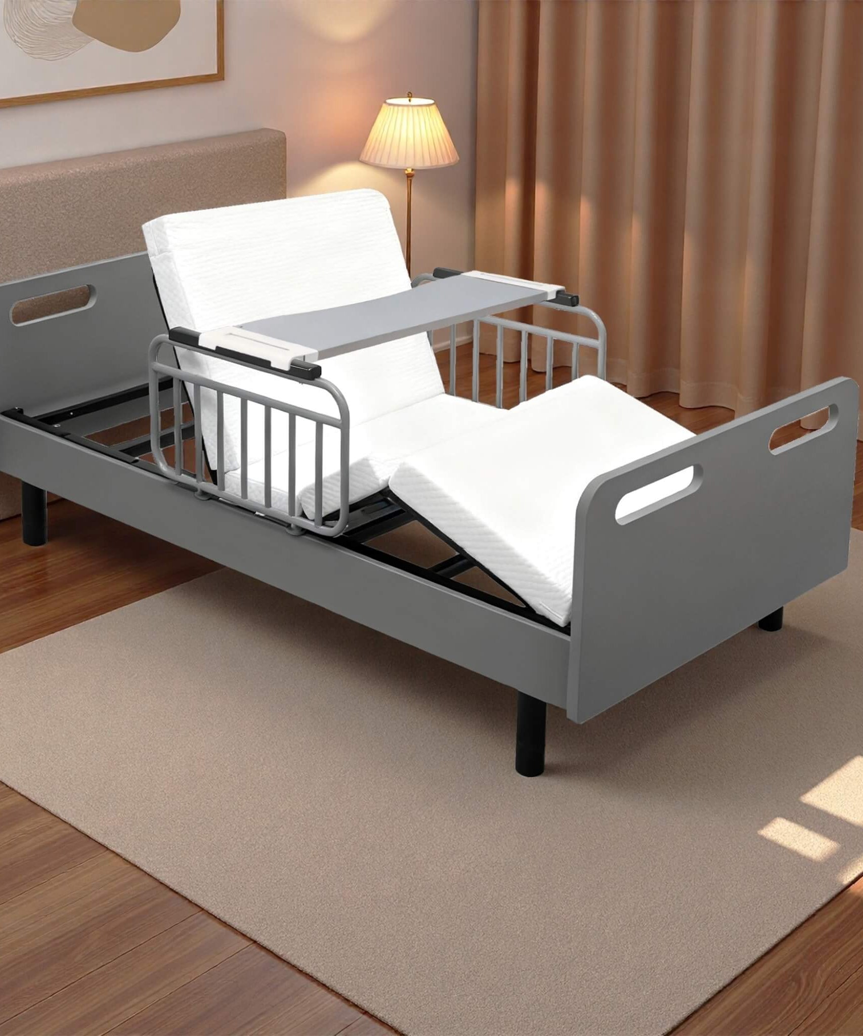 Electric Adjustable Hospital Bed With Remote Control And Memory Foam Mattress (SAK59613)