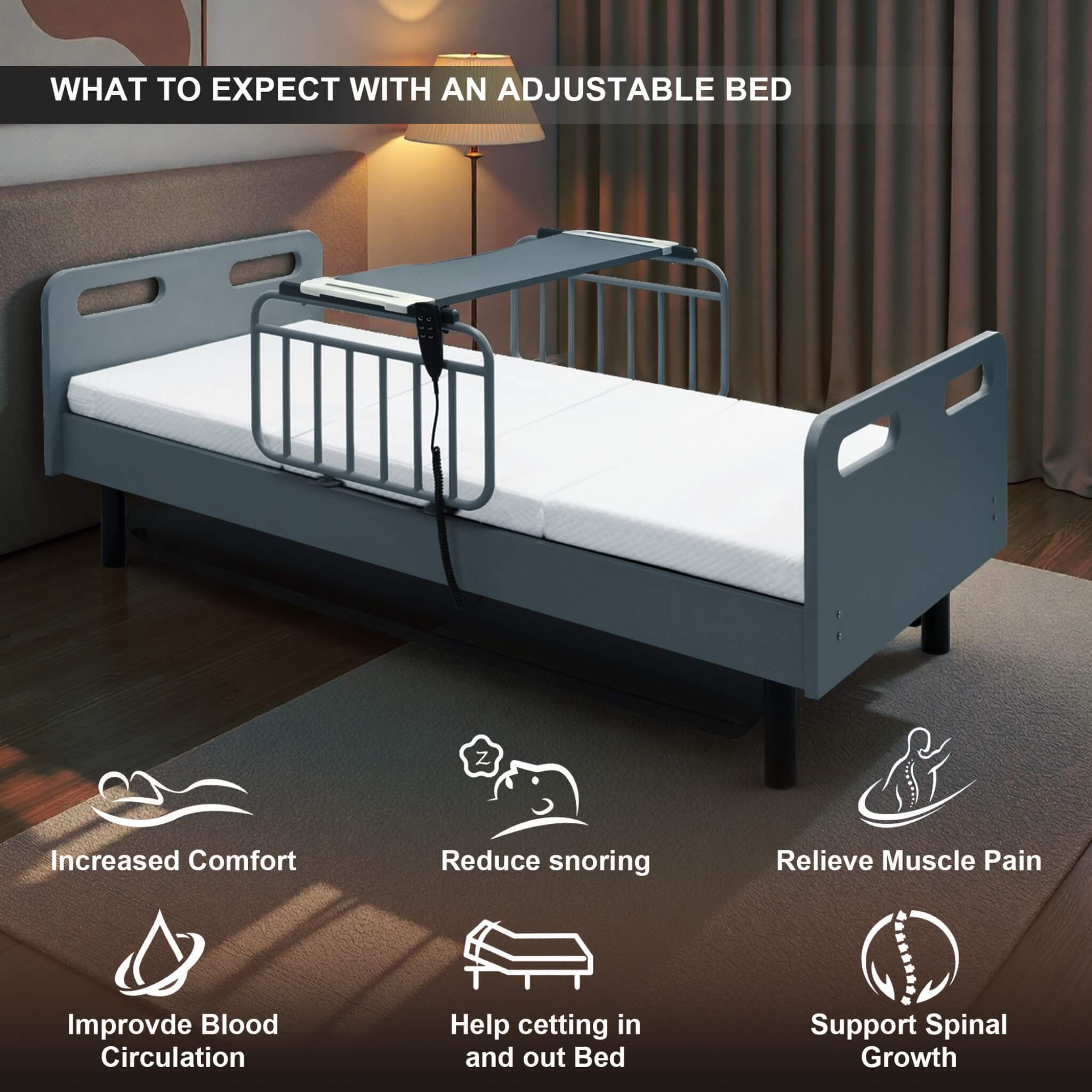 Electric Adjustable Hospital Bed With Remote Control And Memory Foam Mattress (SAK59613)