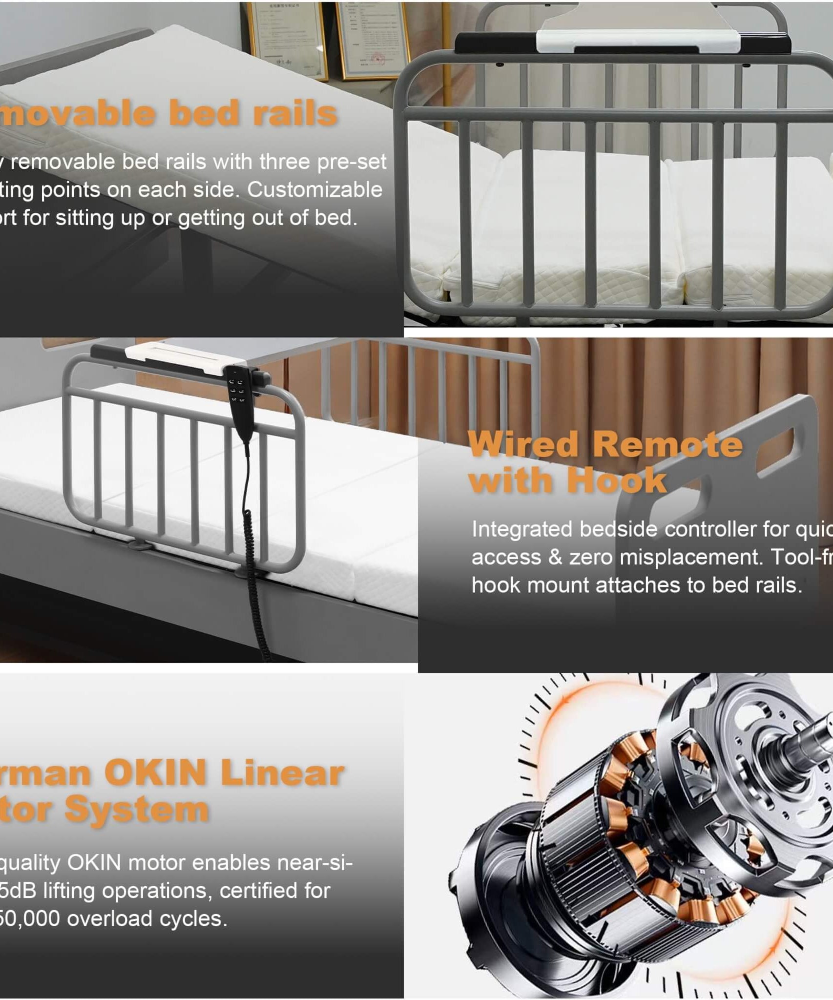 Electric Adjustable Hospital Bed With Remote Control And Memory Foam Mattress (SAK59613)