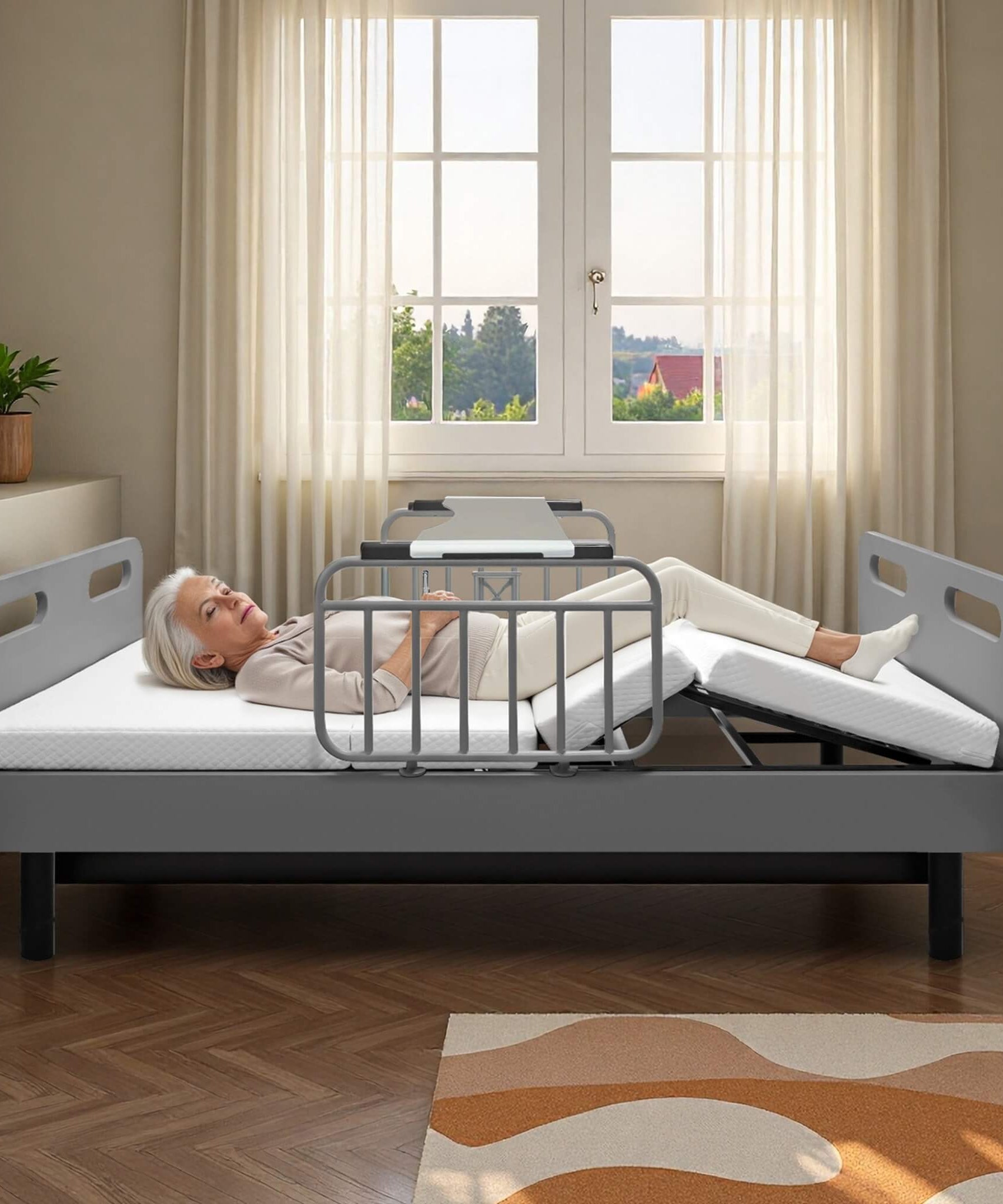 Electric Adjustable Hospital Bed With Remote Control And Memory Foam Mattress (SAK59613)