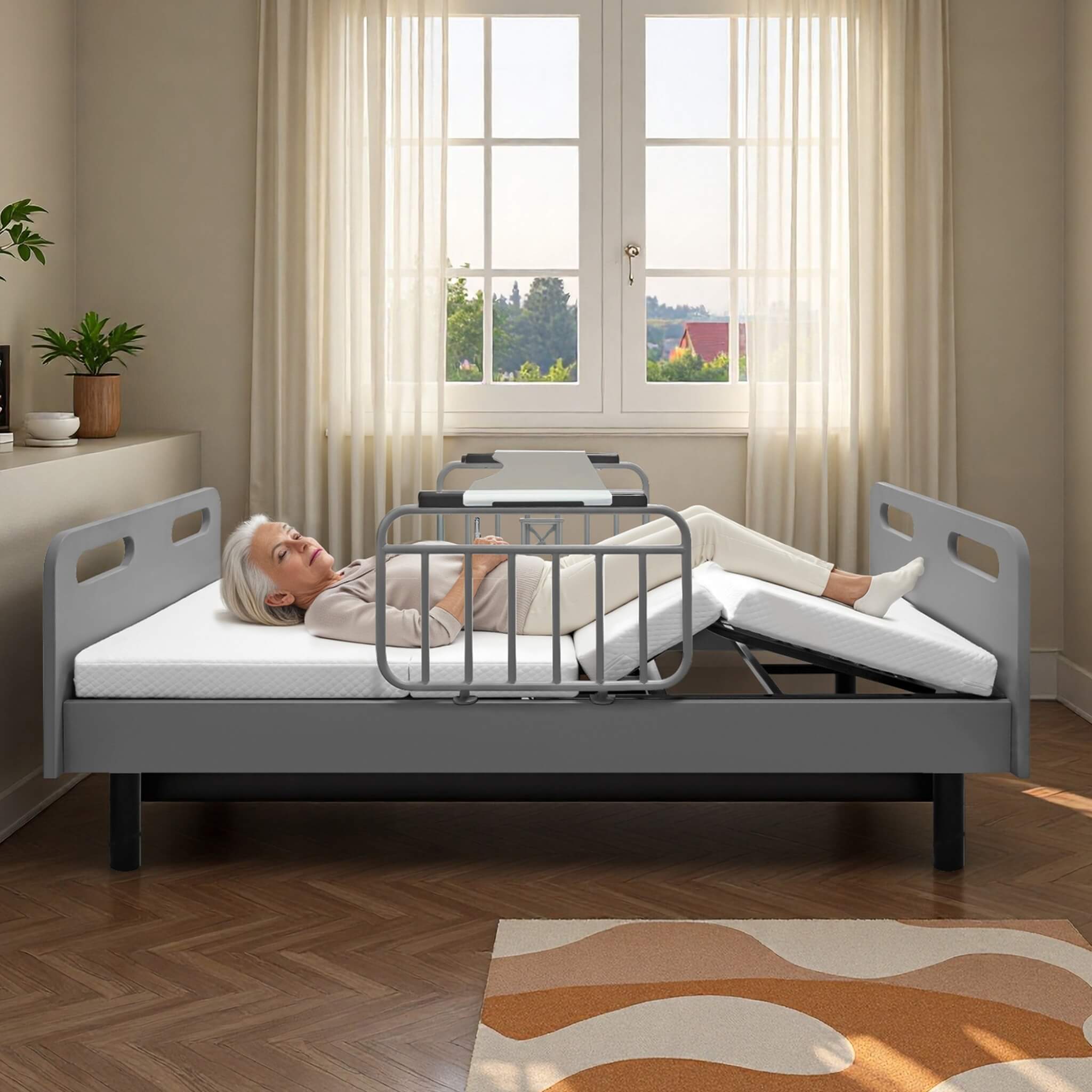 Electric Adjustable Hospital Bed With Remote Control And Memory Foam Mattress (SAK59613)