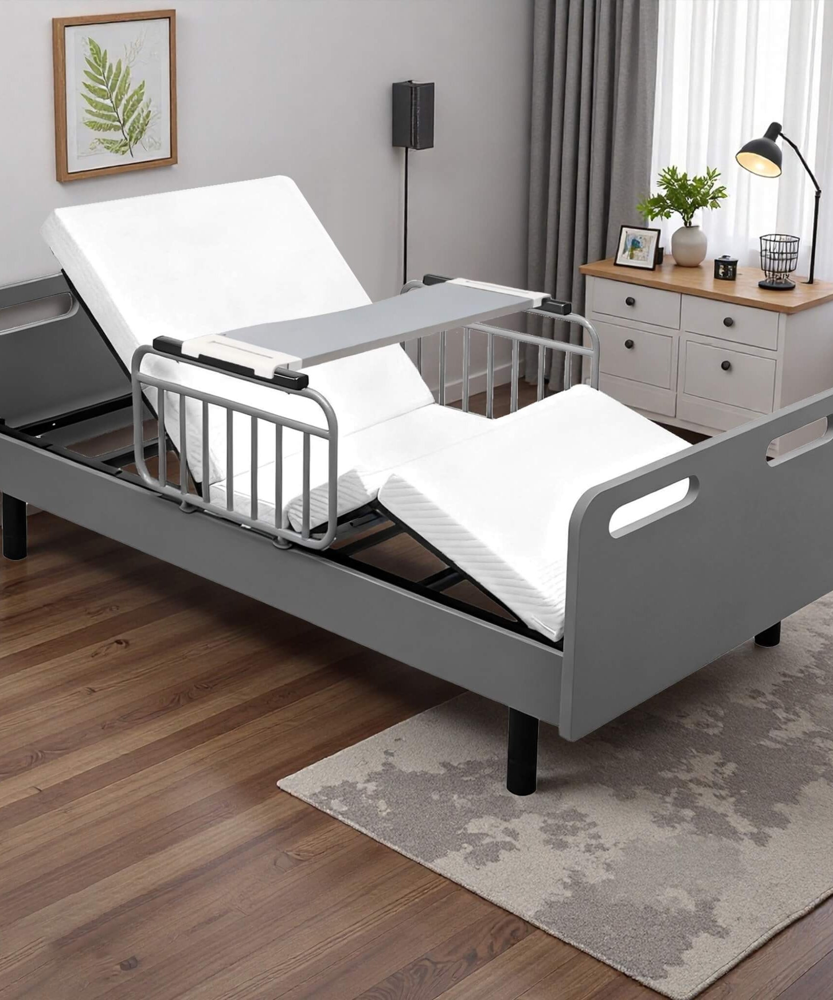 Electric Adjustable Hospital Bed With Remote Control And Memory Foam Mattress (SAK59613)