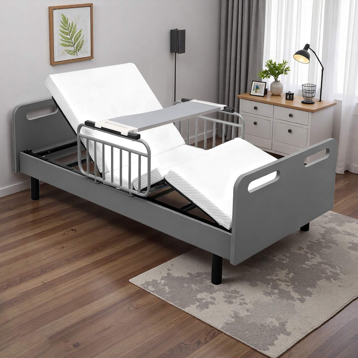 Electric Adjustable Hospital Bed With Remote Control And Memory Foam Mattress (SAK59613)