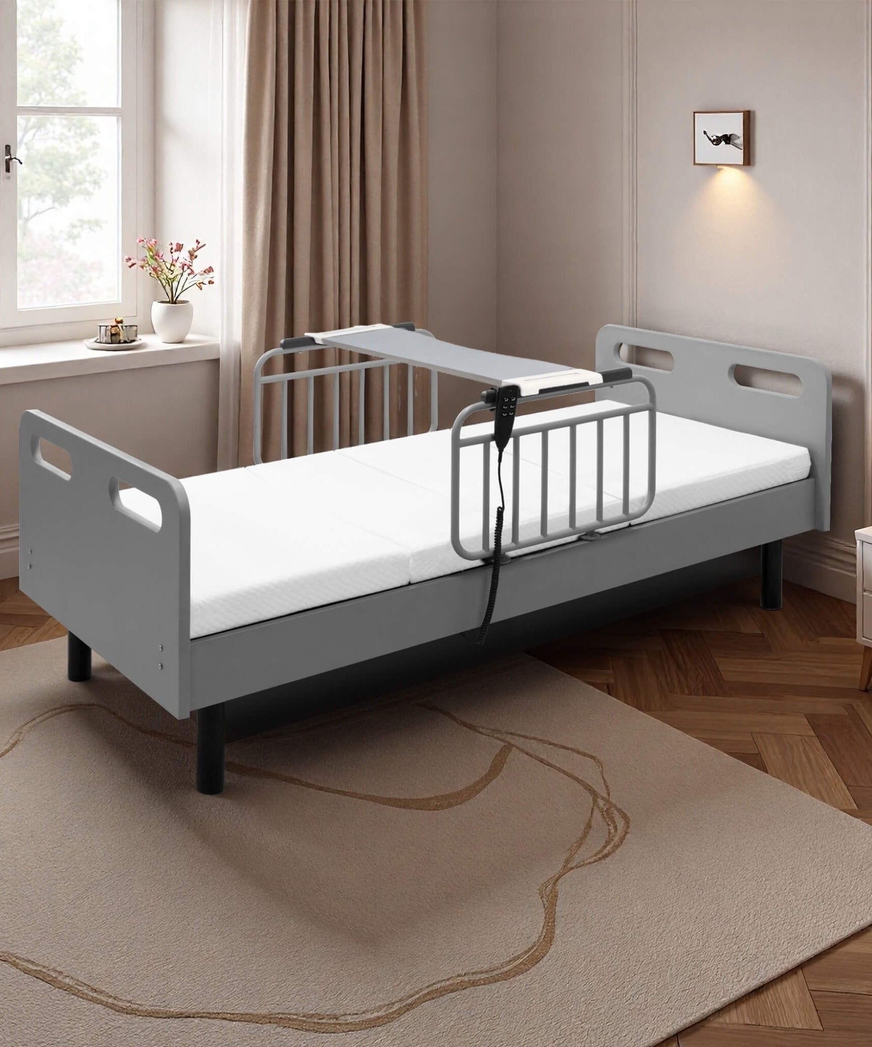 Electric Adjustable Hospital Bed With Remote Control And Memory Foam Mattress (SAK59613)
