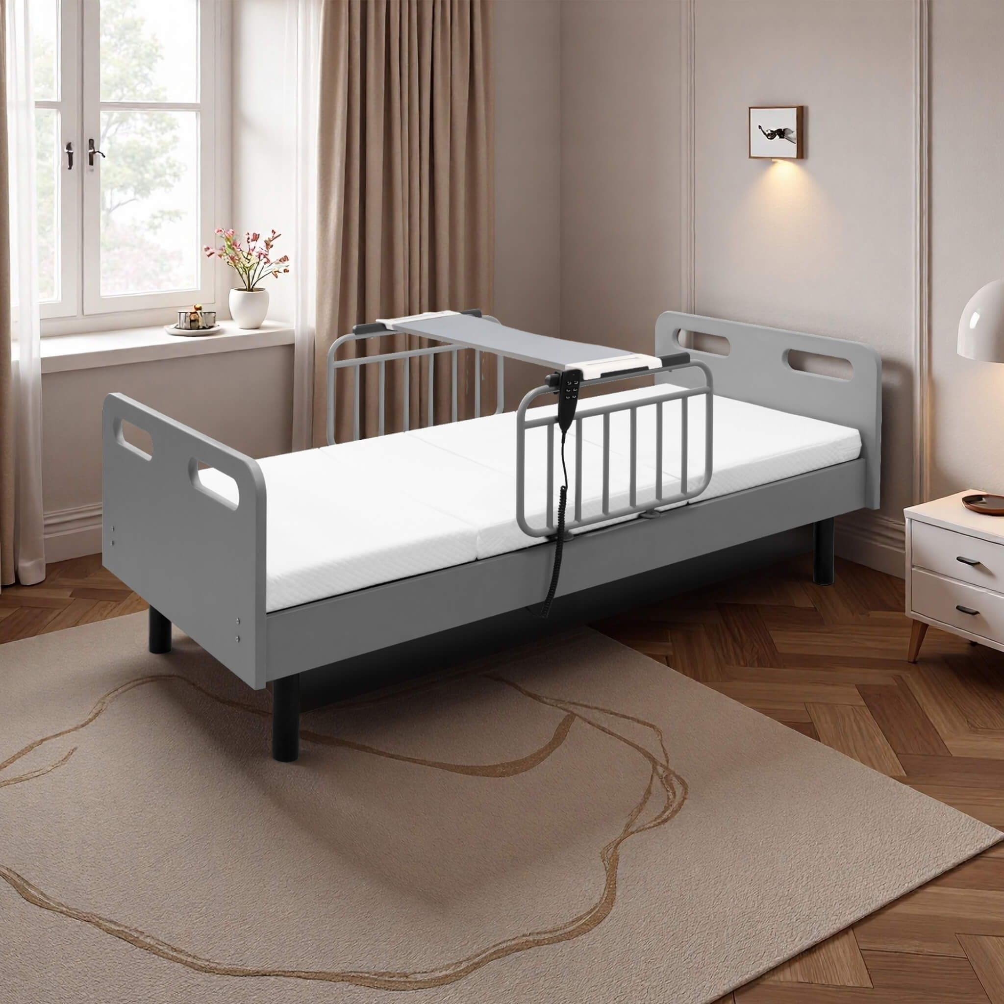 Electric Adjustable Hospital Bed With Remote Control And Memory Foam Mattress (SAK59613)