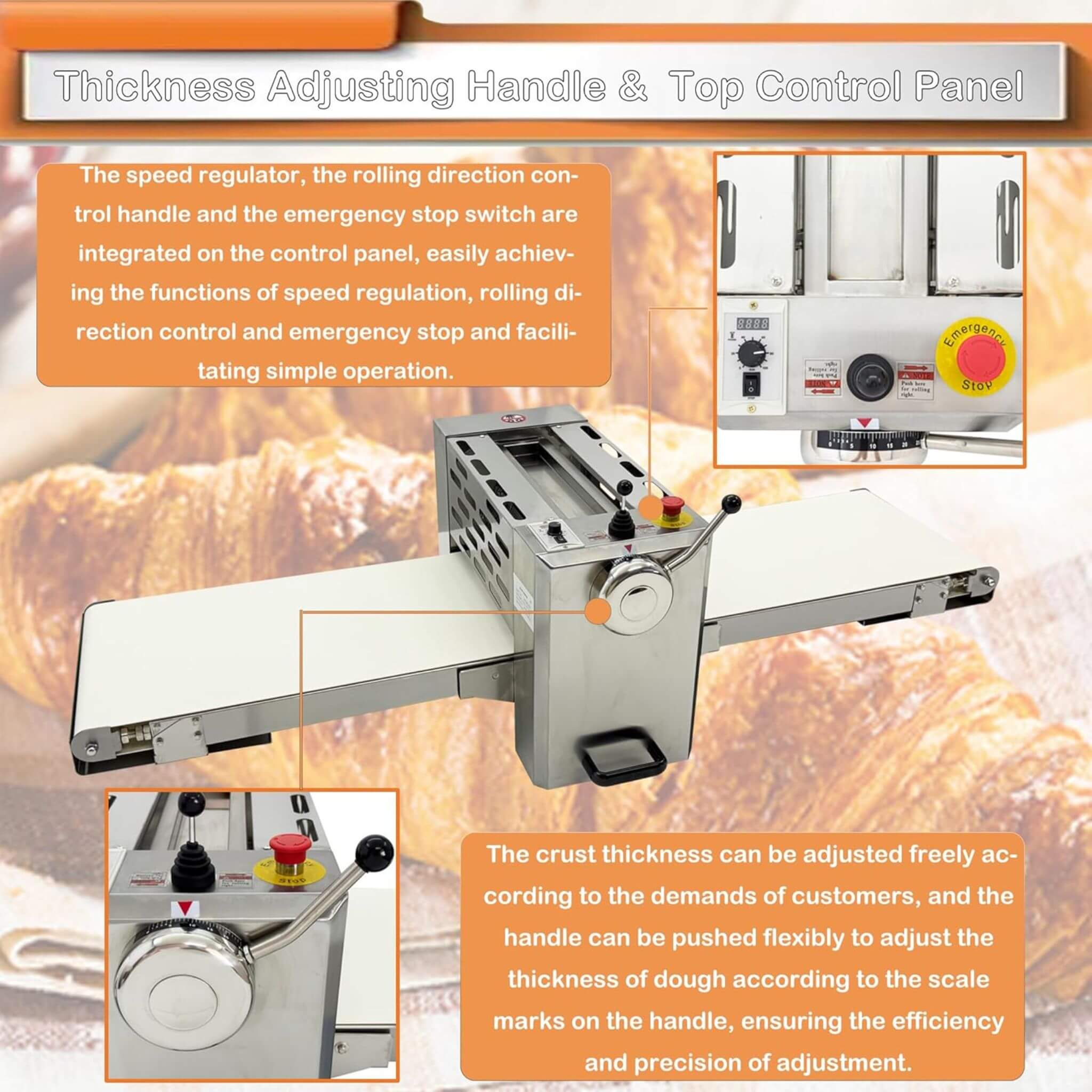 Commercial Electric 110V Foldable Stainless Steel Dough Sheeter (SAK59273)